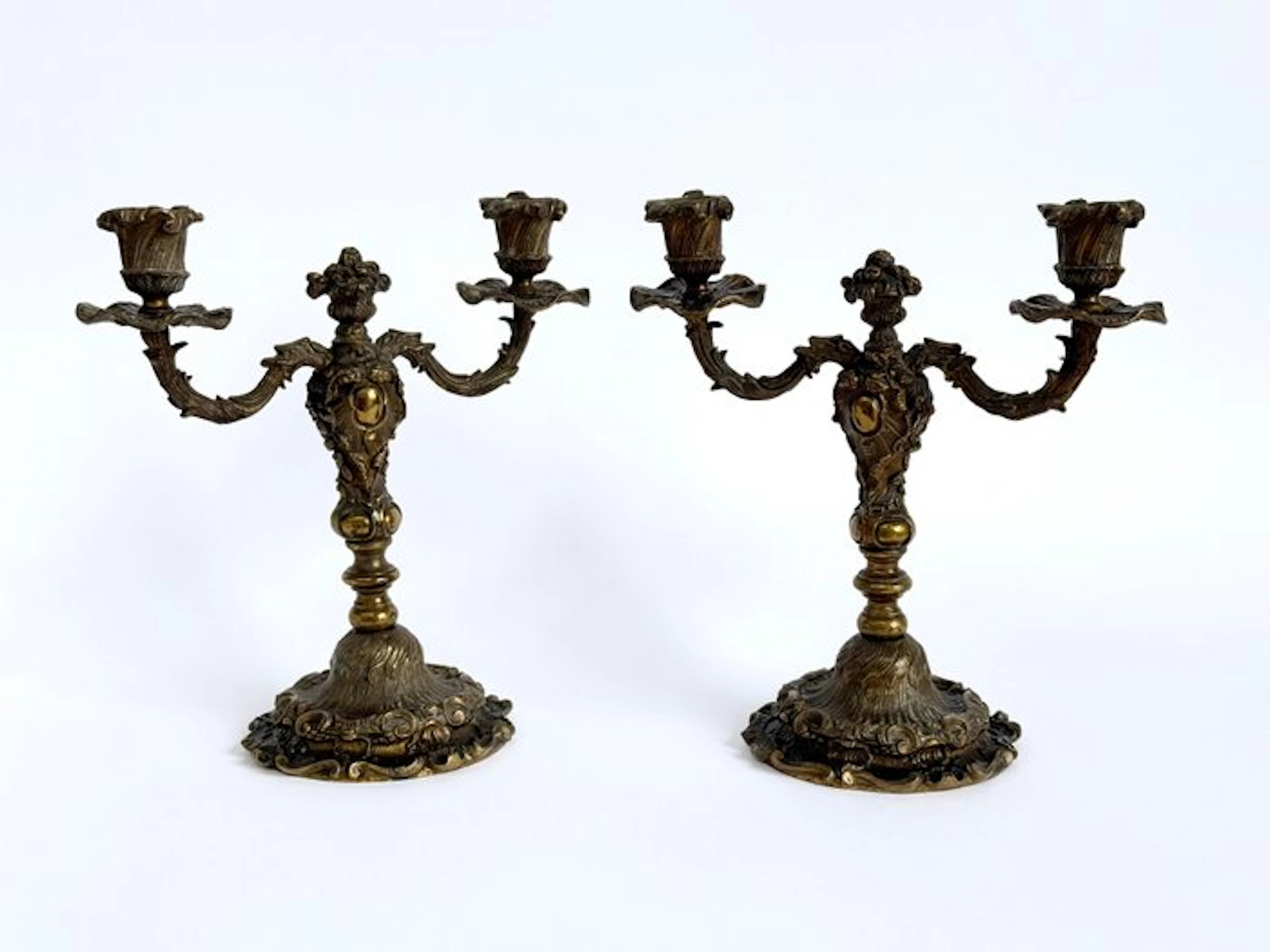 Candelabrum (2) - Brass - Baroque style - Louis XV