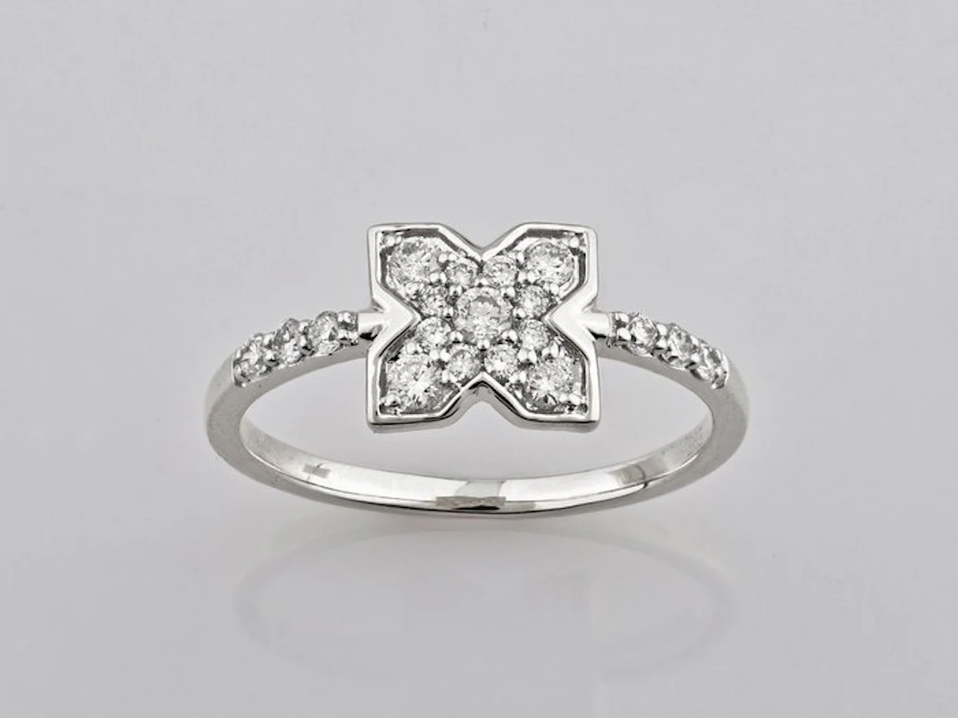 Ring - 14 kt. White gold - 0.33ct. tw. Diamond (Natural)
