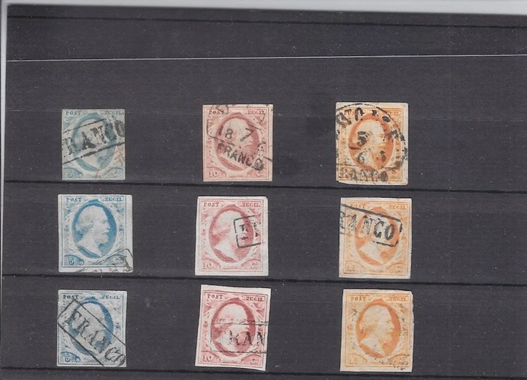 Netherlands 1852/1852 - 3× series King William III NVPH 1–3 cancelled
