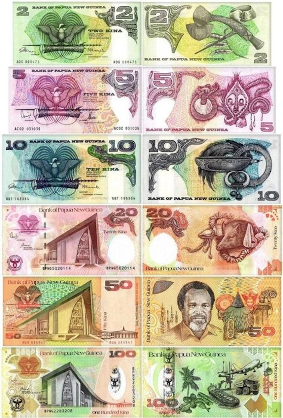 Papua New Guinea. - 6 Banknotes - 1981/2008 (No reserve price)