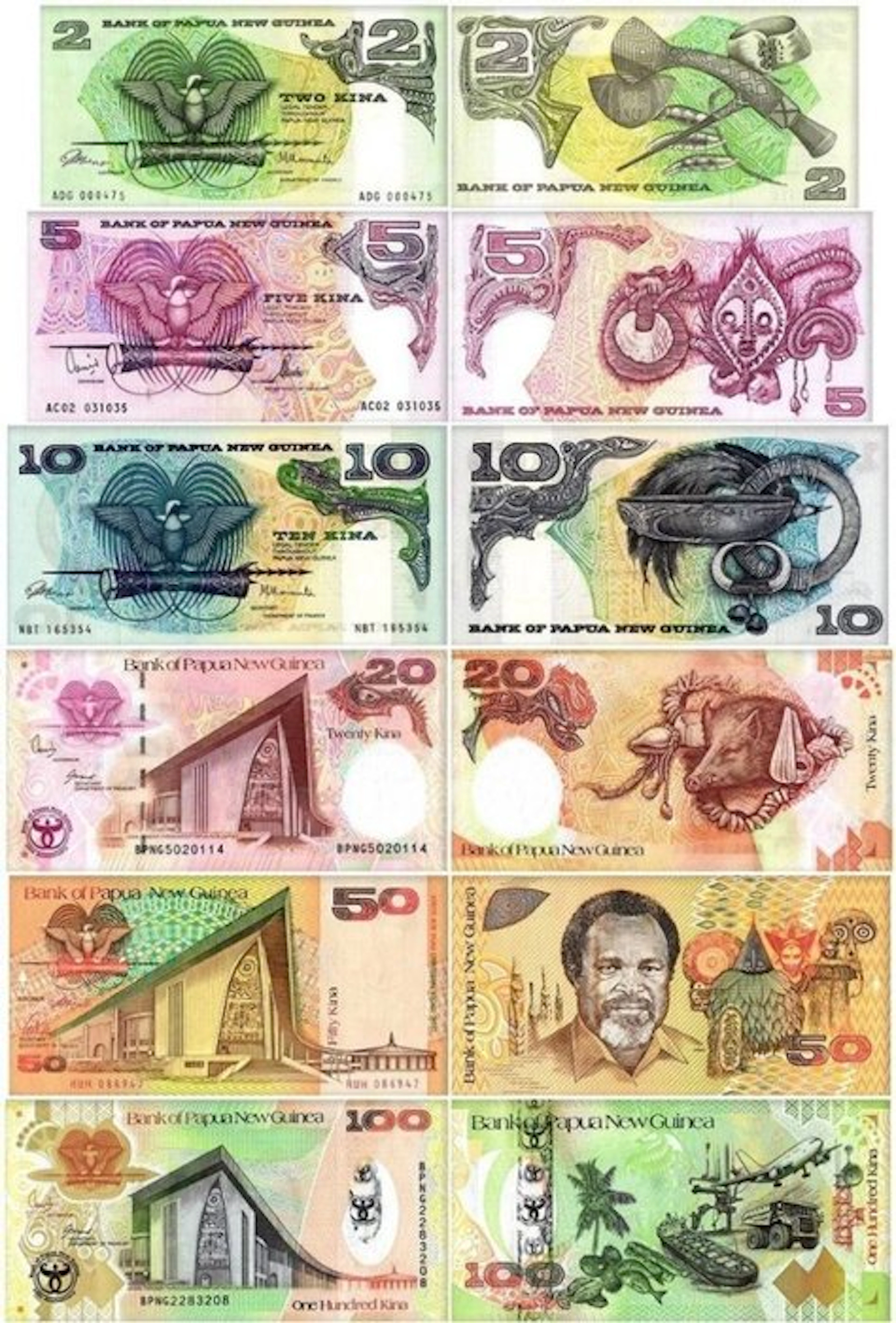 Papua New Guinea. - 6 Banknotes - 1981/2008 (No reserve price)