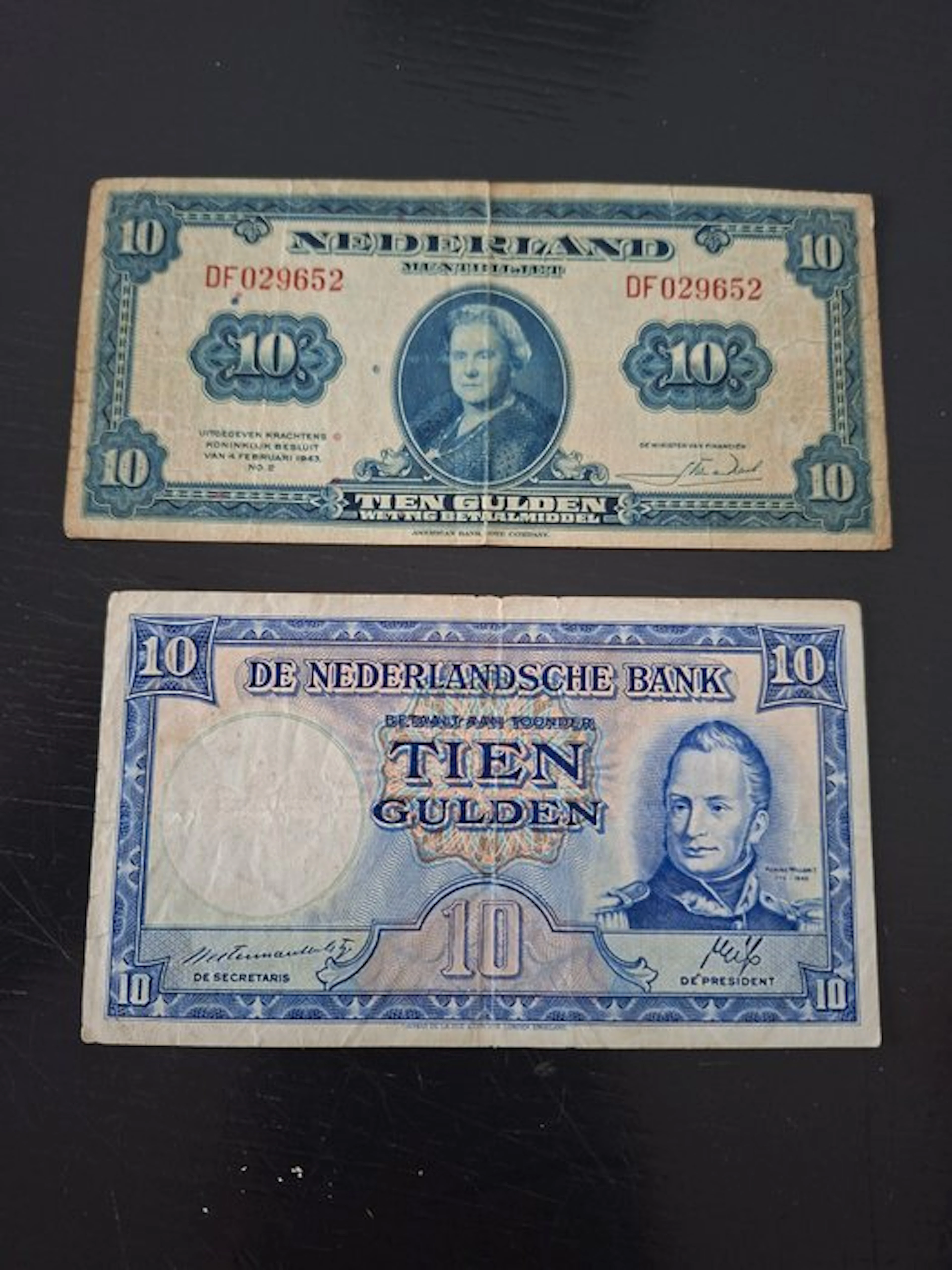 Netherlands. - 2 x 10 Gulden - 1943/1945 - Nvph 44,46 (No reserve price)