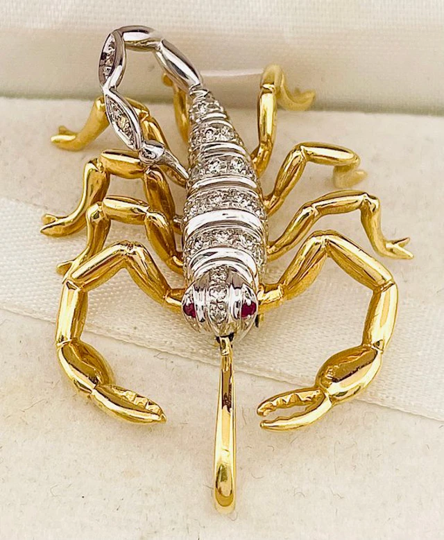Jewellery applique - 18 kt. Yellow gold, White gold Diamond (Natural) - Ruby