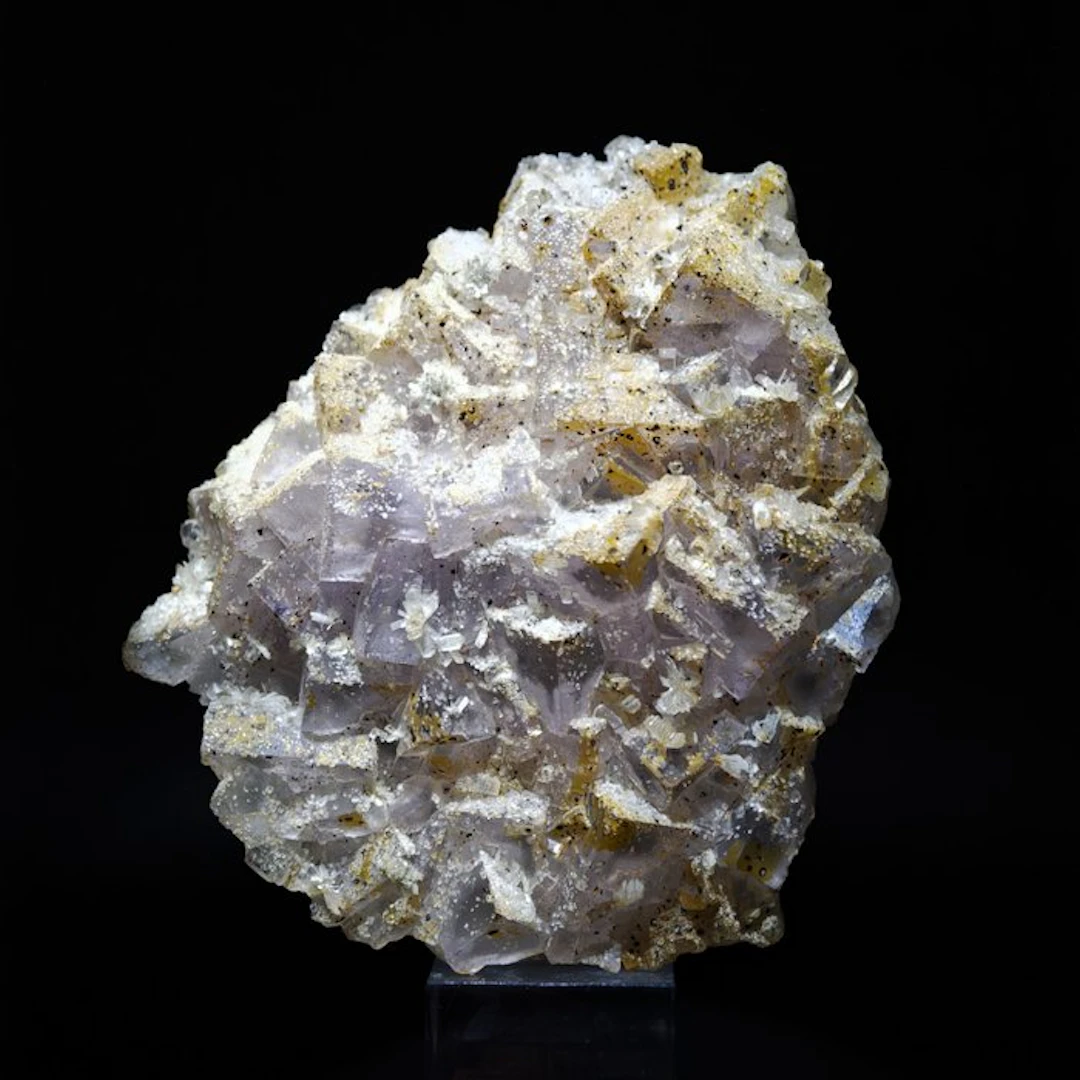 Aesthetic purple fluorite cubes with hemimorphite