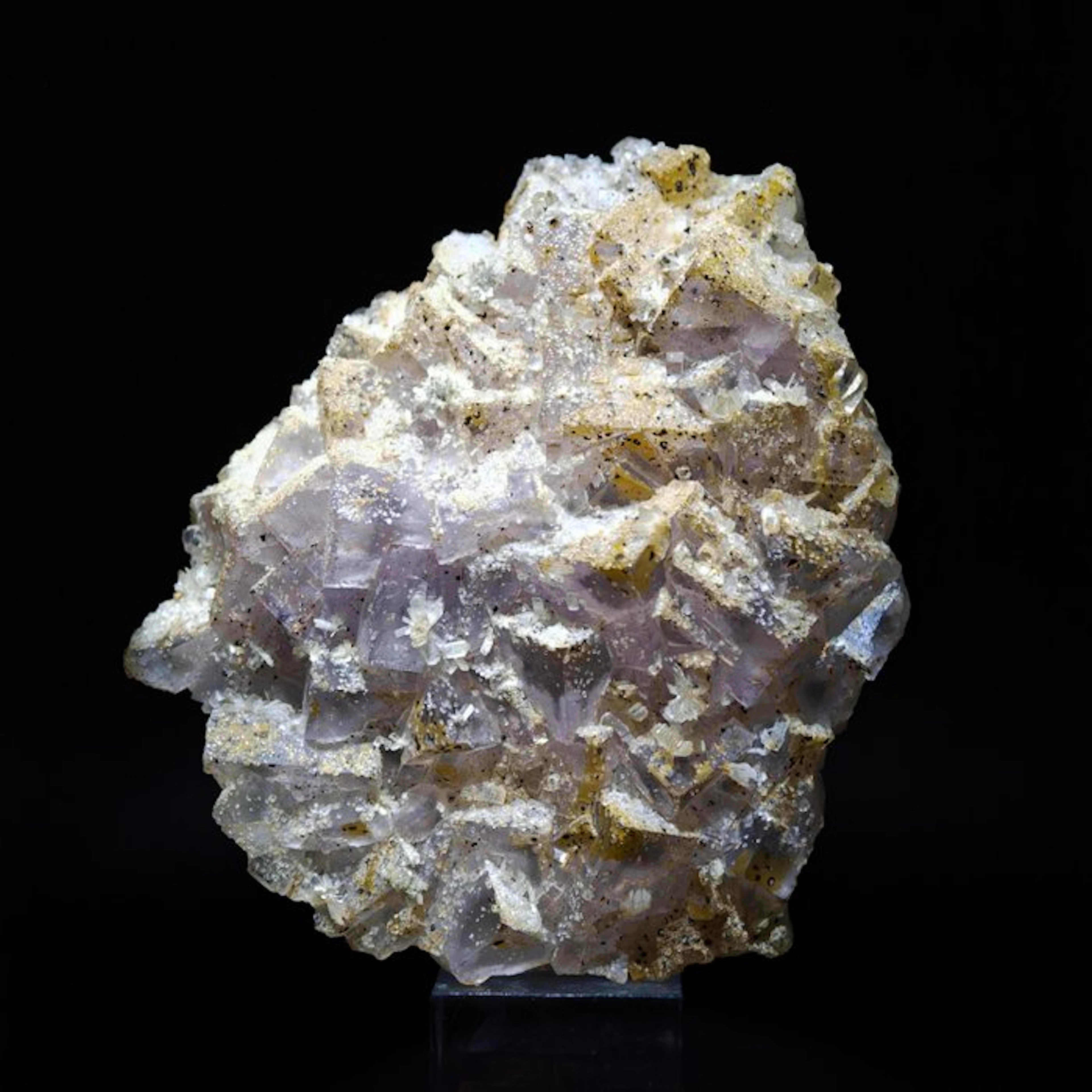 Aesthetic purple fluorite cubes with hemimorphite