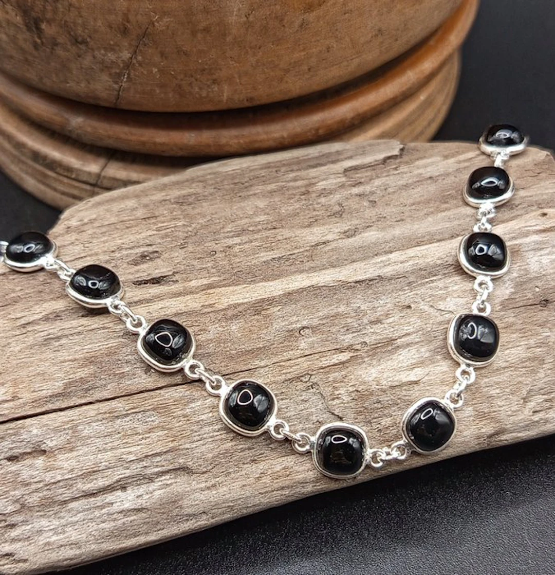 One-of-a-kind bracelet in 925 silver with black tourmaline