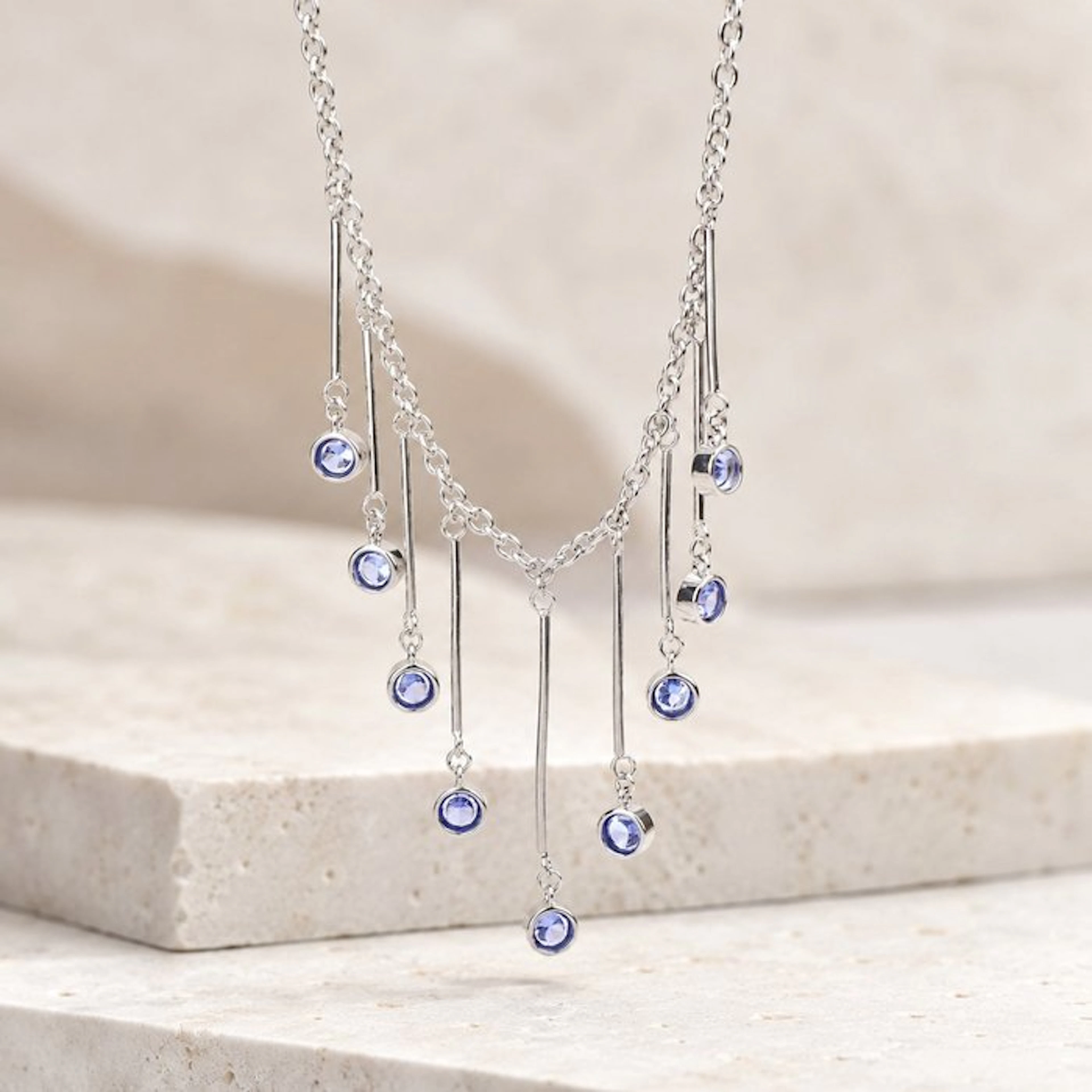 No reserve price - Necklace Silver - Tanzanite - Certified