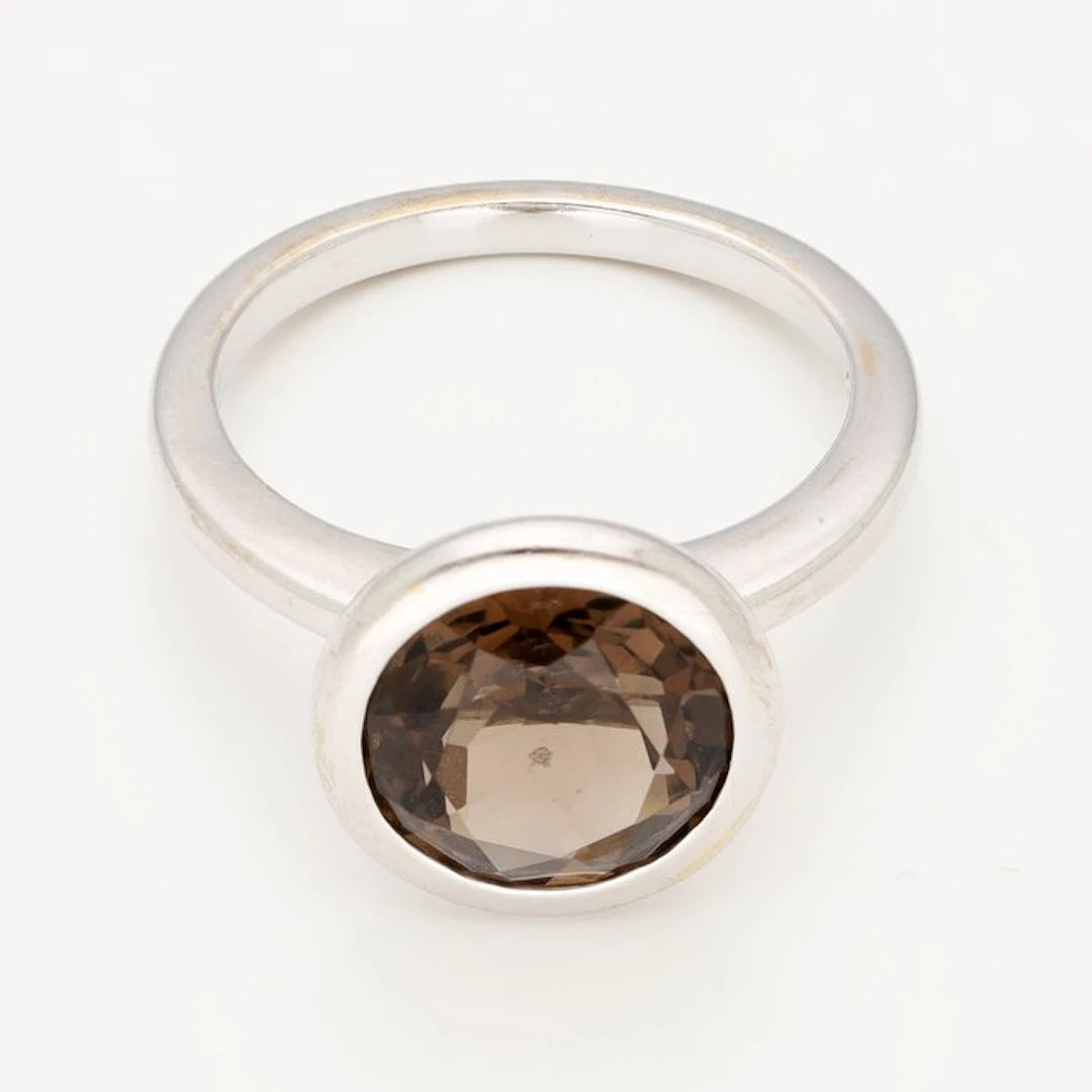 Ring - 18 kt. White gold - Smoky quartz