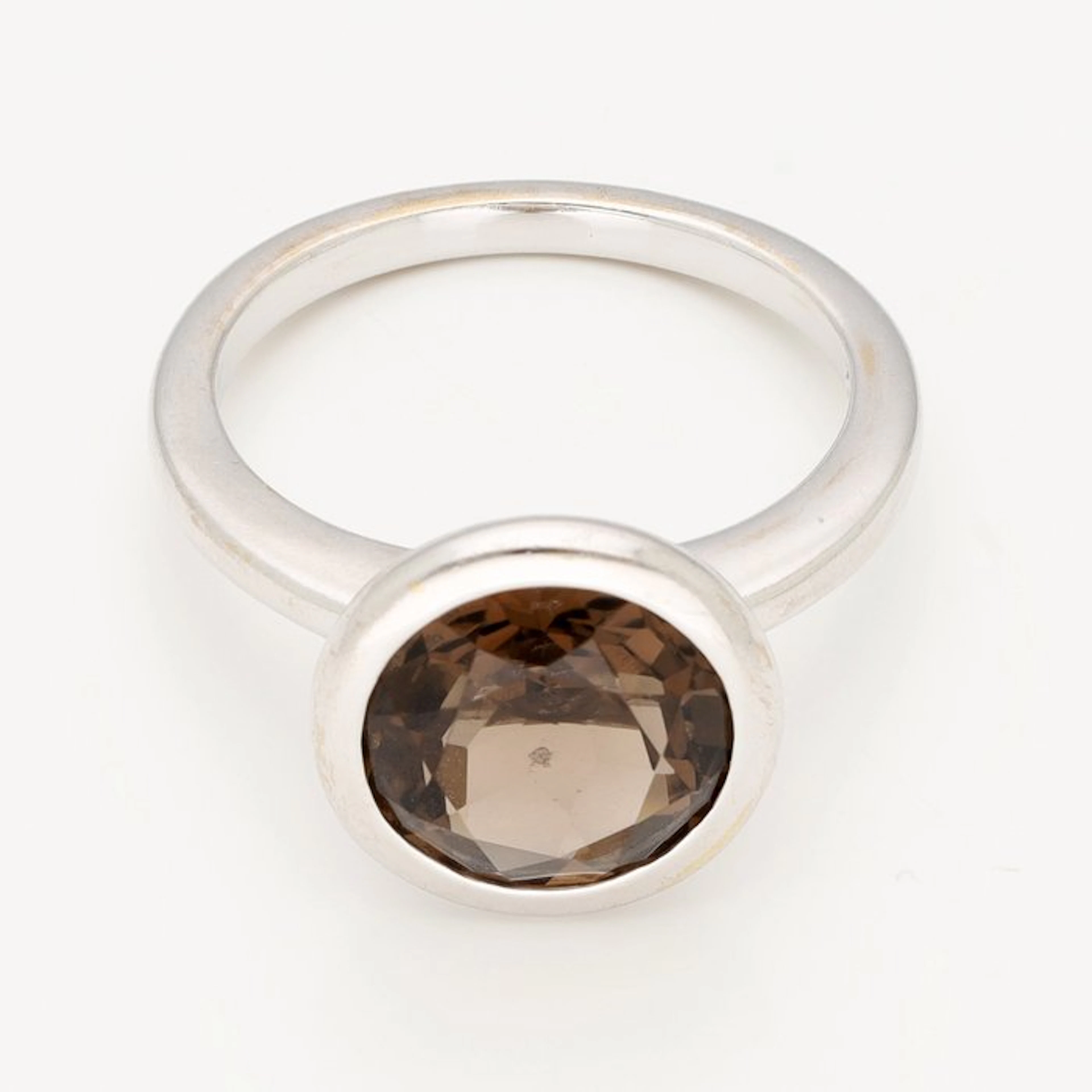 Ring - 18 kt. White gold - Smoky quartz
