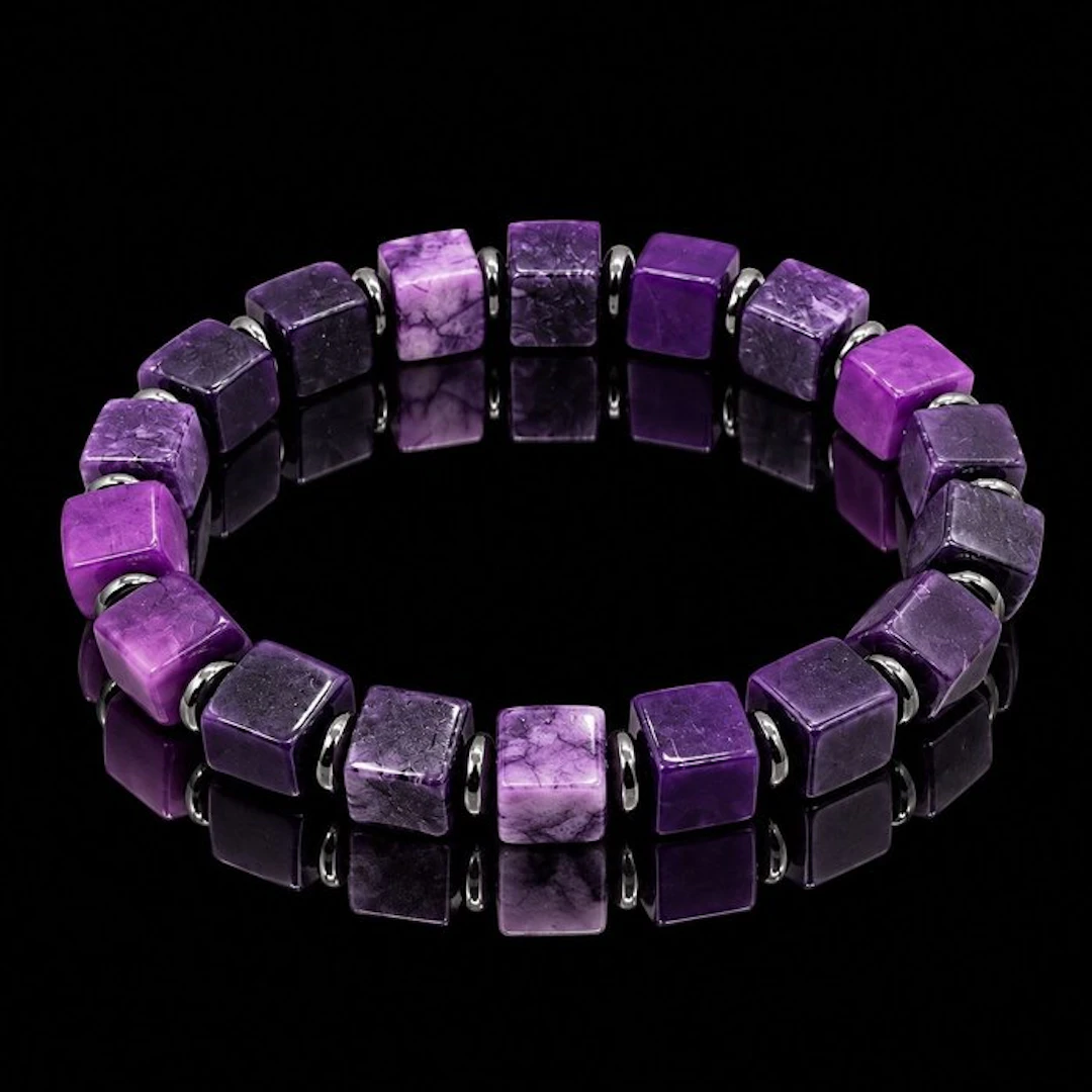 Natural Cubic Sugilite Bracelet and Premium Therahertz...