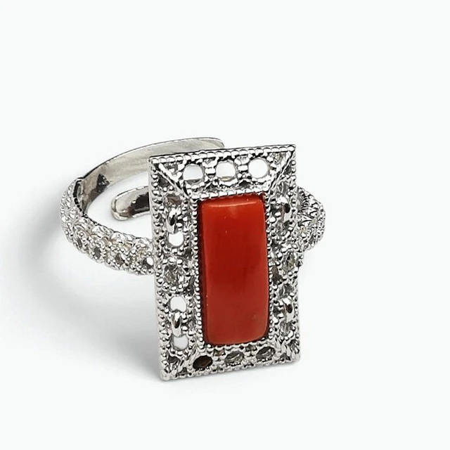 Coral - Sterling Silver 925 - Ring - Italian Craftsmanship