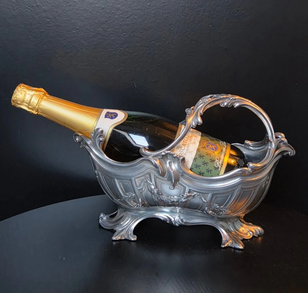 Bottle coaster - Antique French Art Nouveau Silver-Plated...