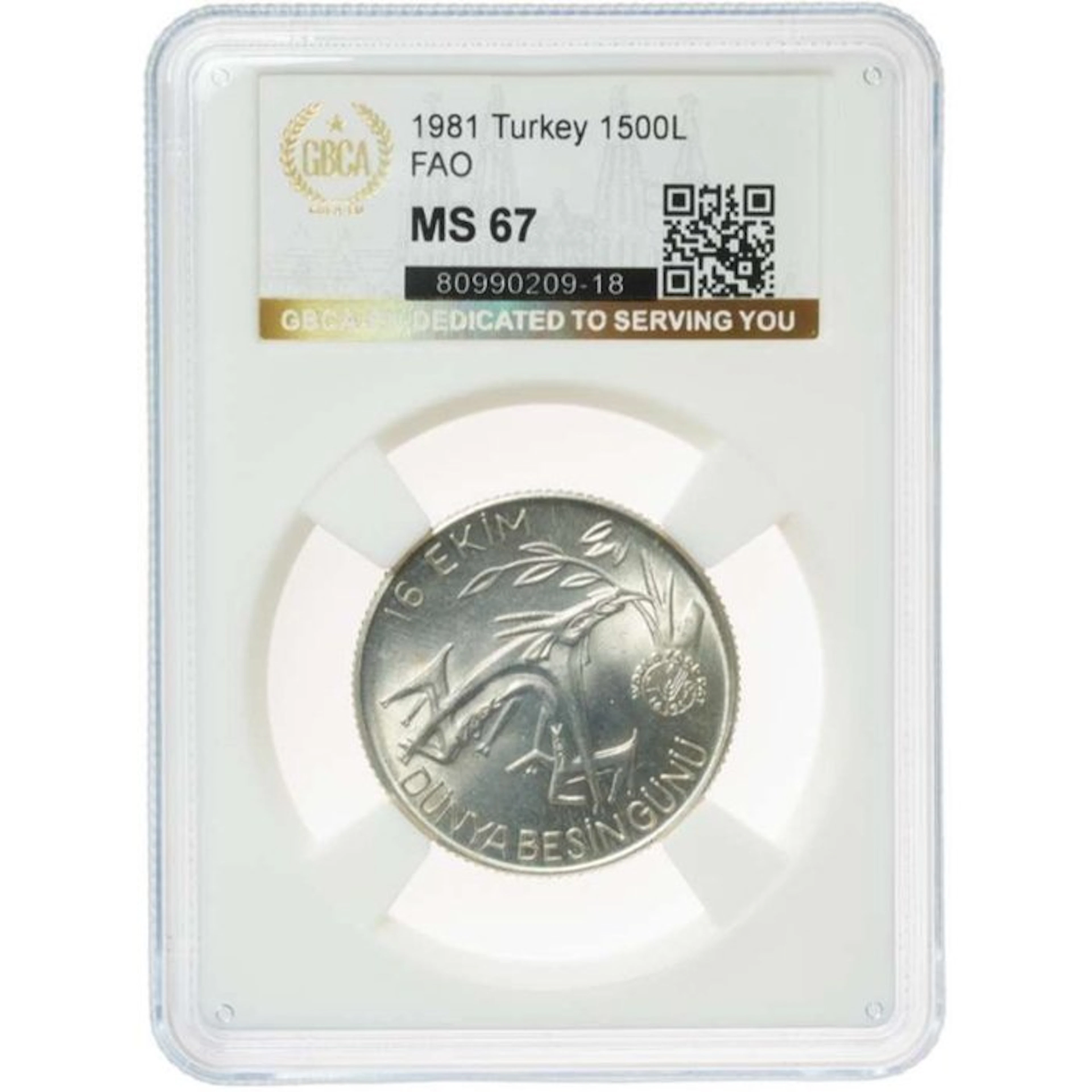Türkiye. Republic. 1500 Liri 1981. GBCA - EU MS 67 (No reserve price)