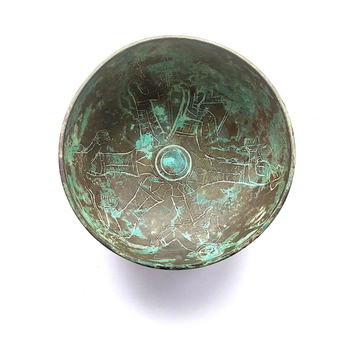 Ancient Western Asiatic Bronze Rare Ciseled Offering of...