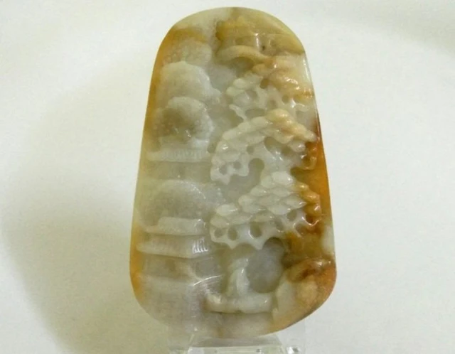 Landscape - Chinese Jade Carving in Natural Bicolored...