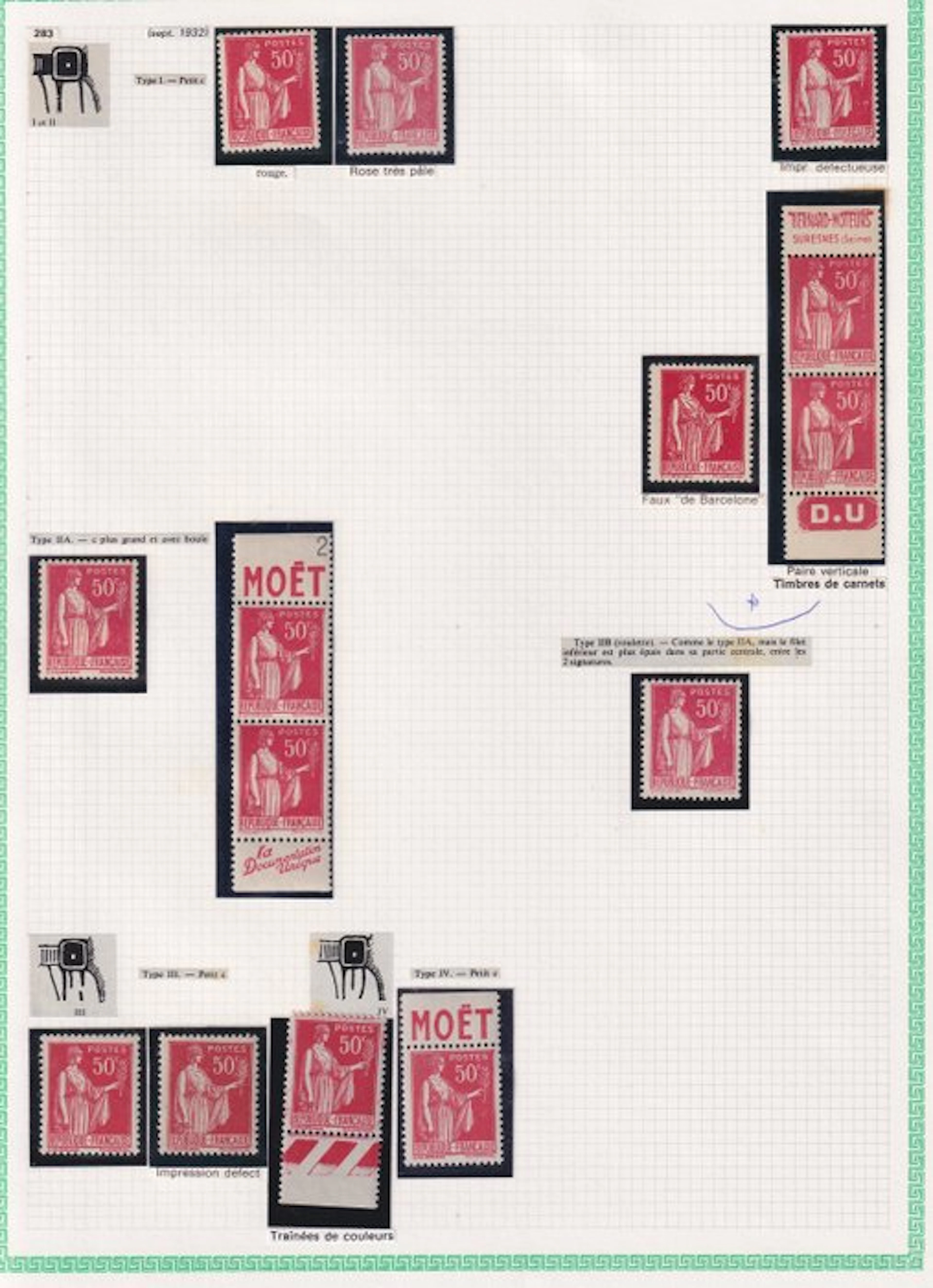 France 1932 - avec variétés; collection de timbres - Yvert n°280 à 304
