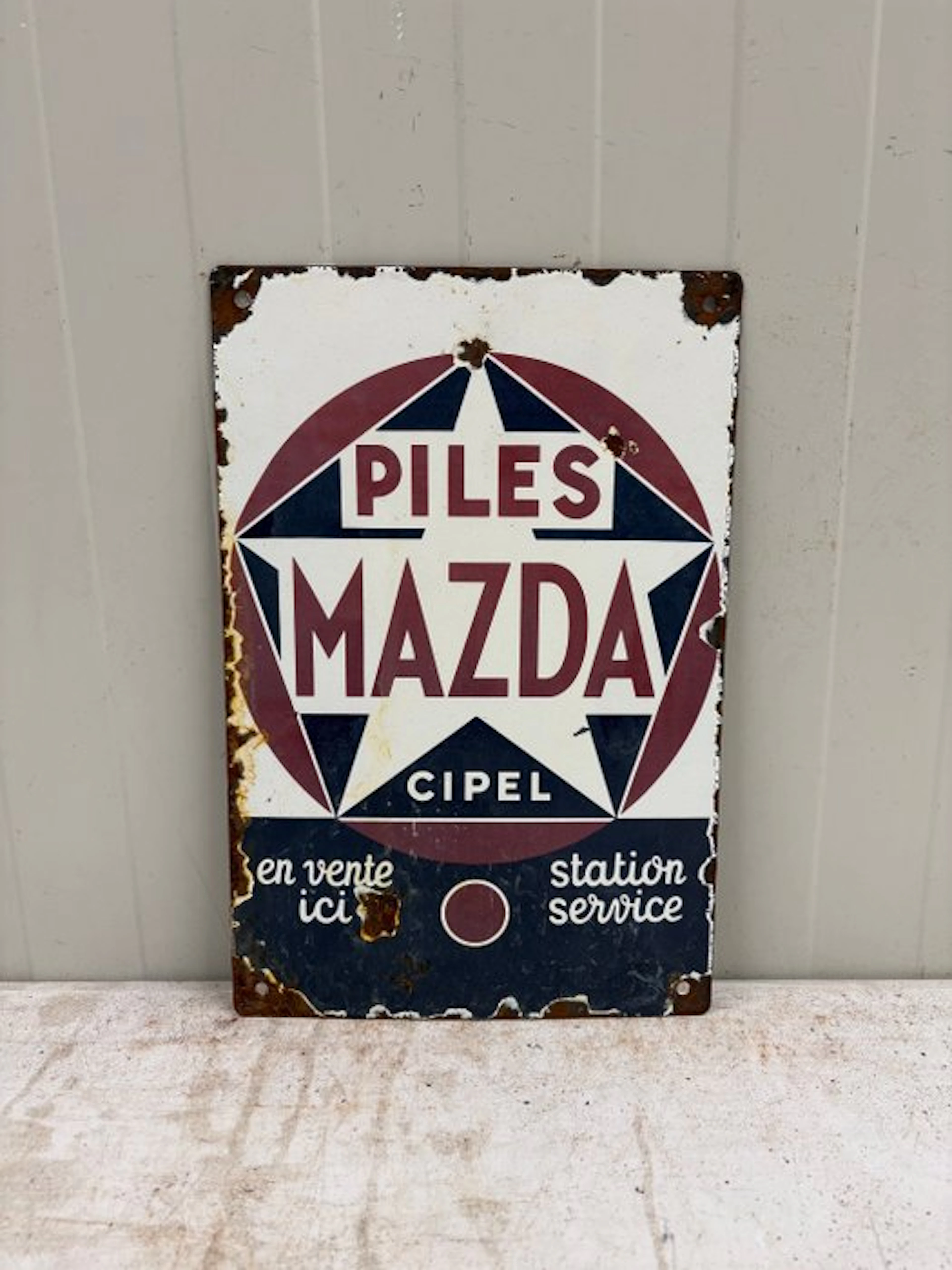 Piles Mazda – Cipel Station Service – Emaille Reclamebord - Enamel