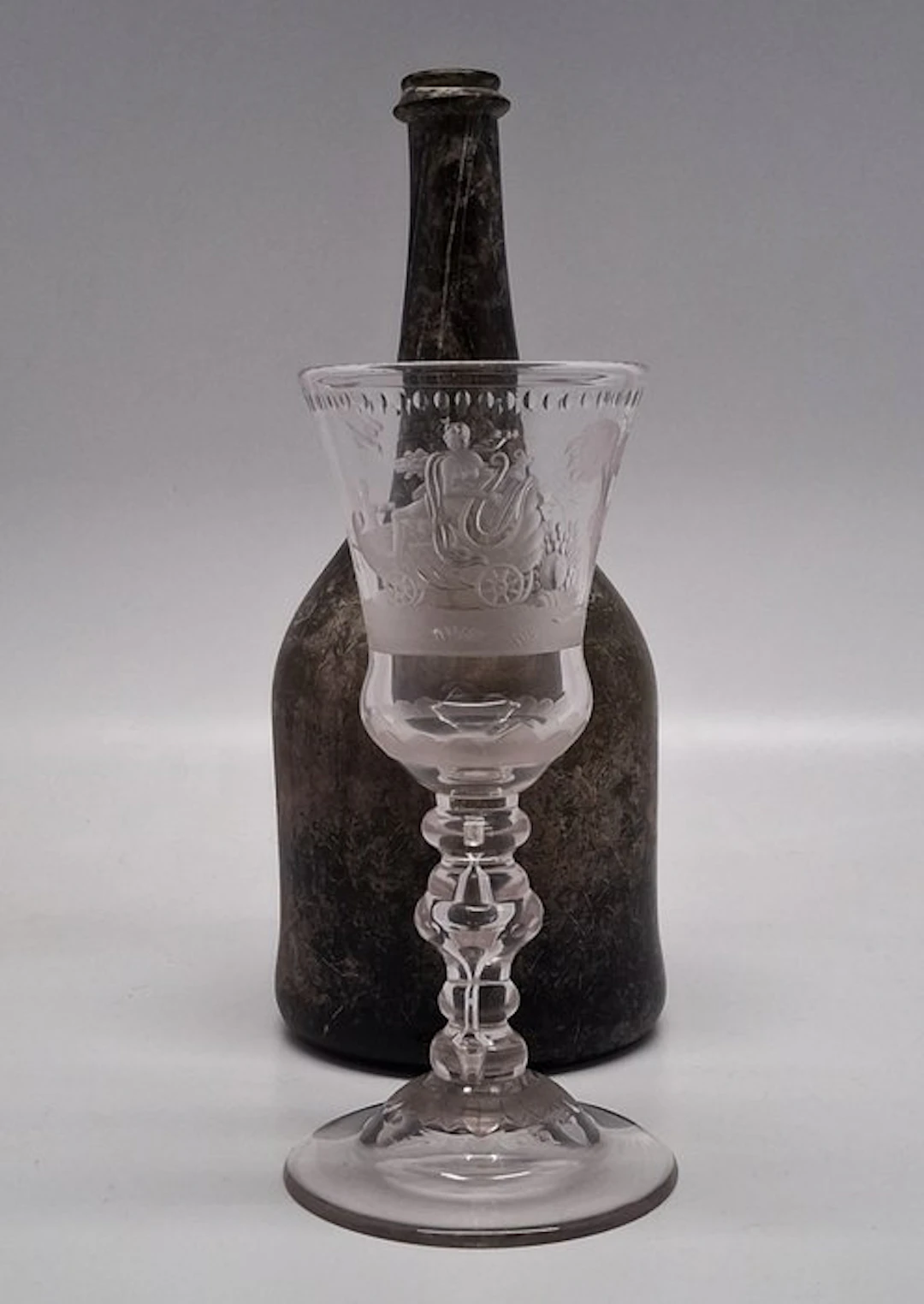 Wine glass - c. 1750 Greek Roman Muse Erato - Glass - Nymph Erato