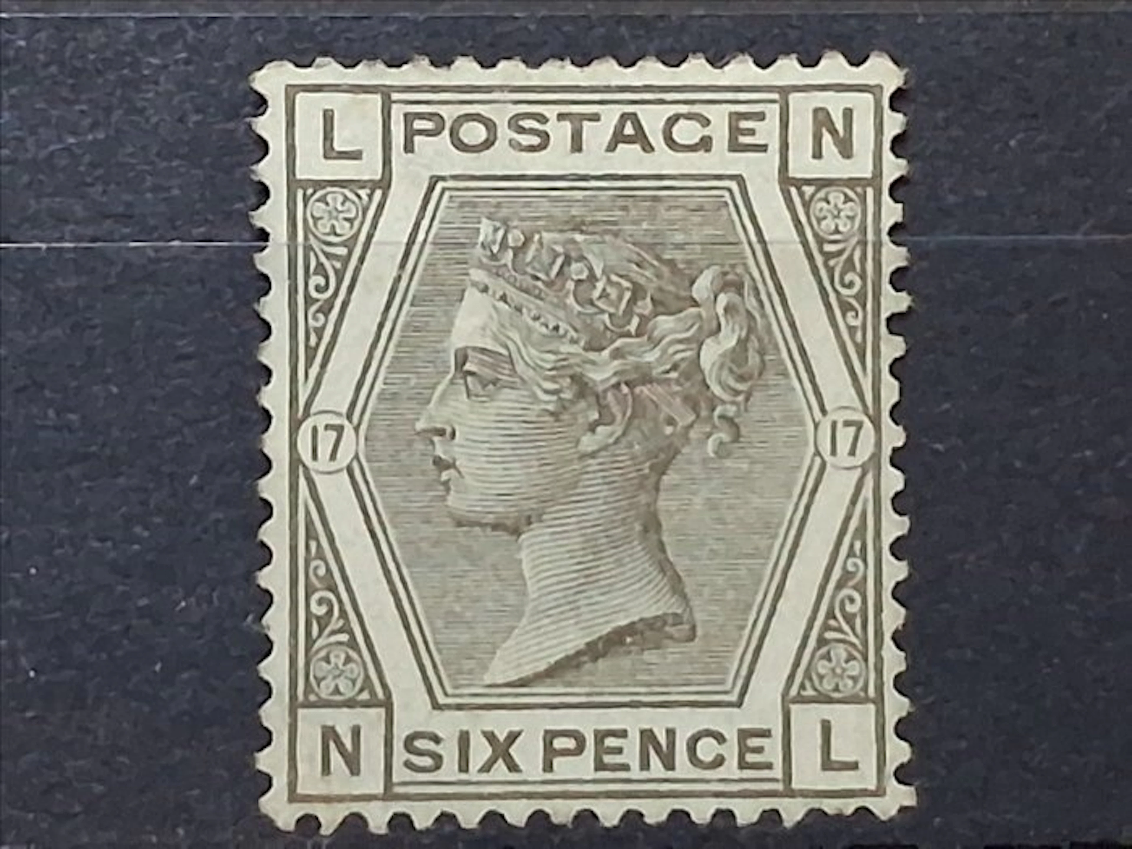 Great Britain 1873 - Queen Victoria, SG 147, Plate 17 6d grey. Unused.