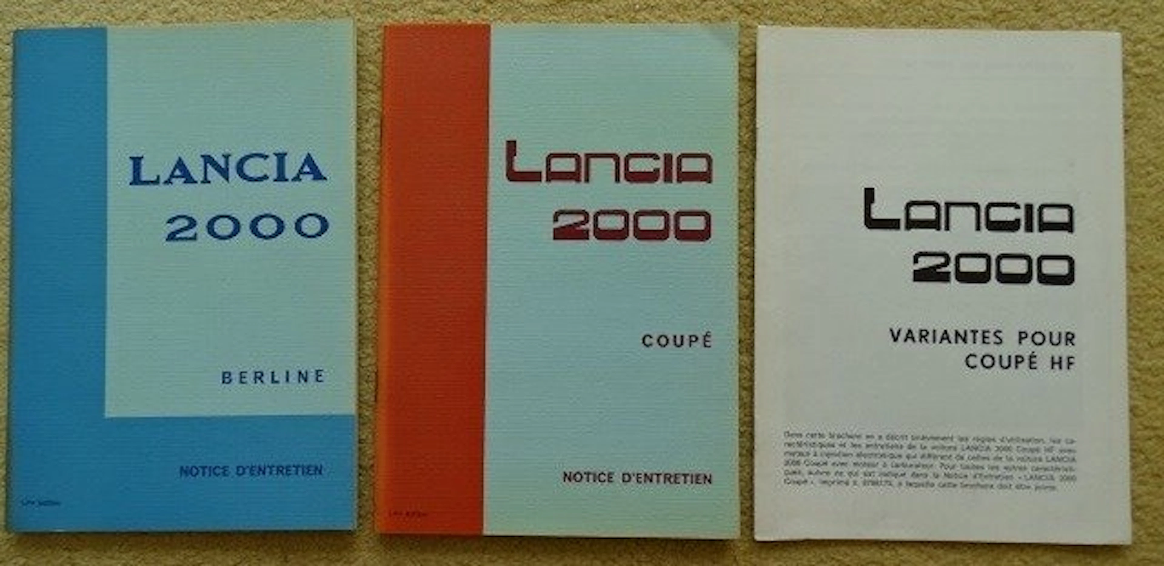 Instruction books - Lancia - Flavia 2000 Coupé, Coupé HF & Berlina