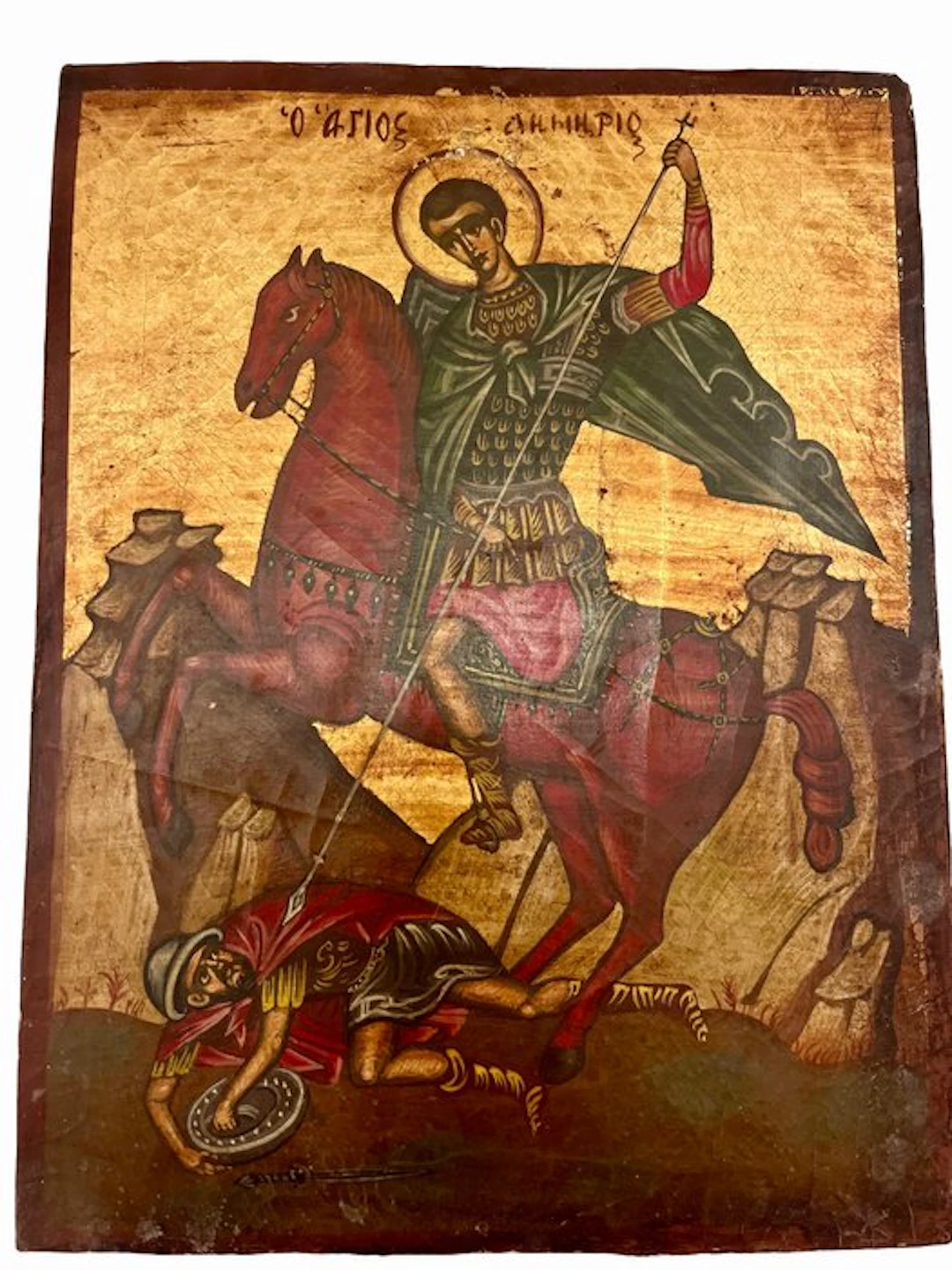 Icon - Demetrius of Thessaloniki - Wood - Hand-painted - 25 x 32.5 cm