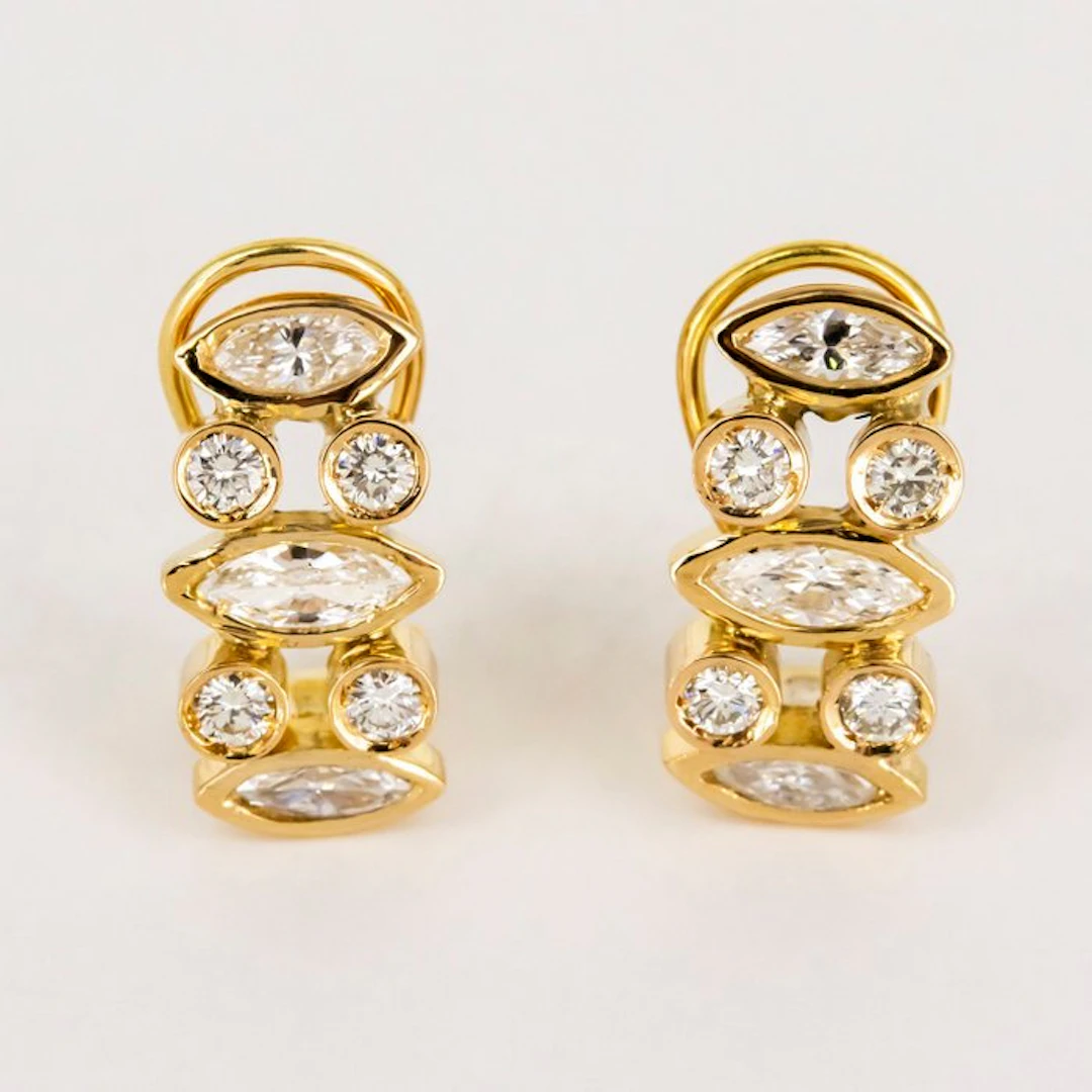 Earrings - 18 kt. Yellow gold - 2.00ct. tw. Diamond (Natural)