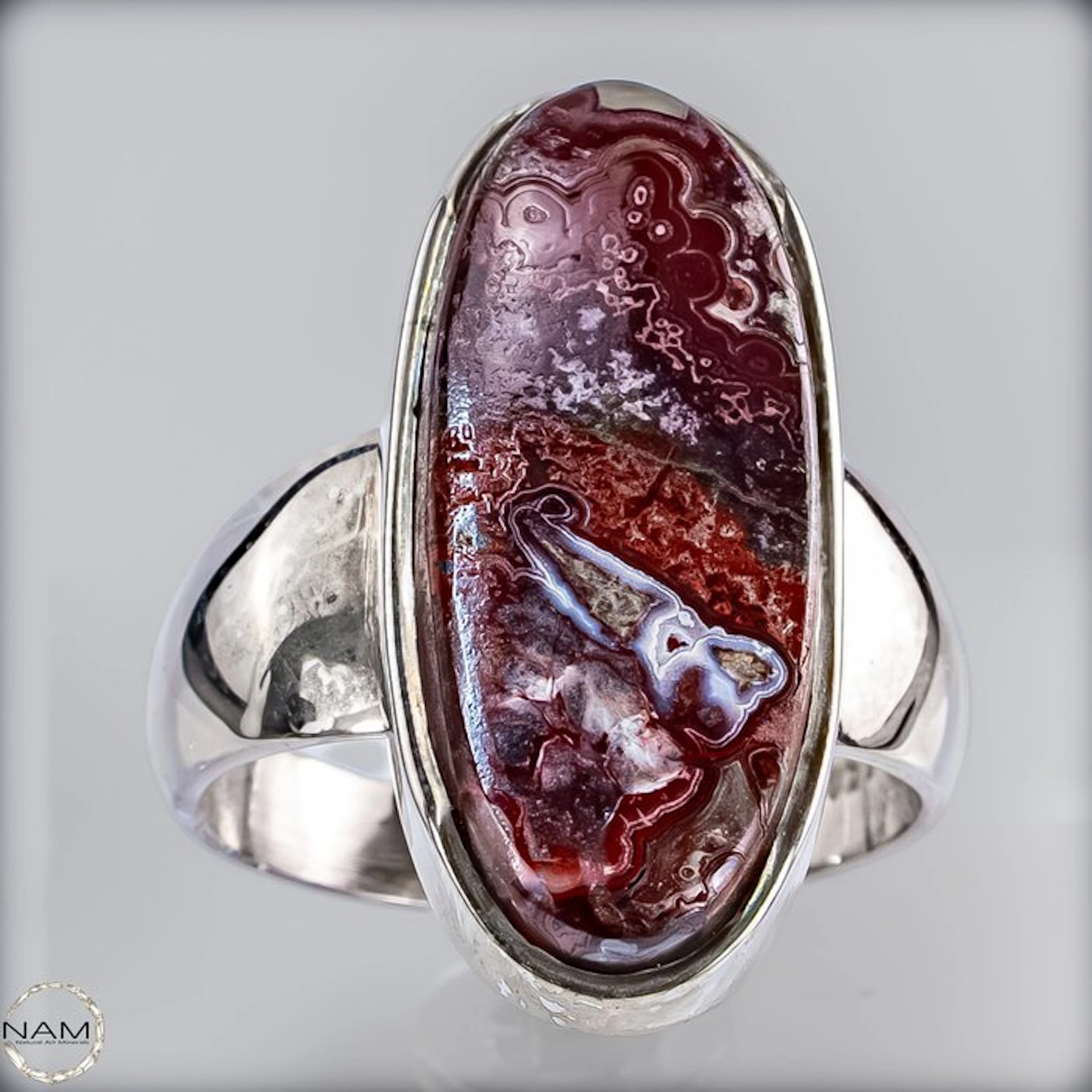 Natural Crazy Lace Agate ring from Mexico – banded...