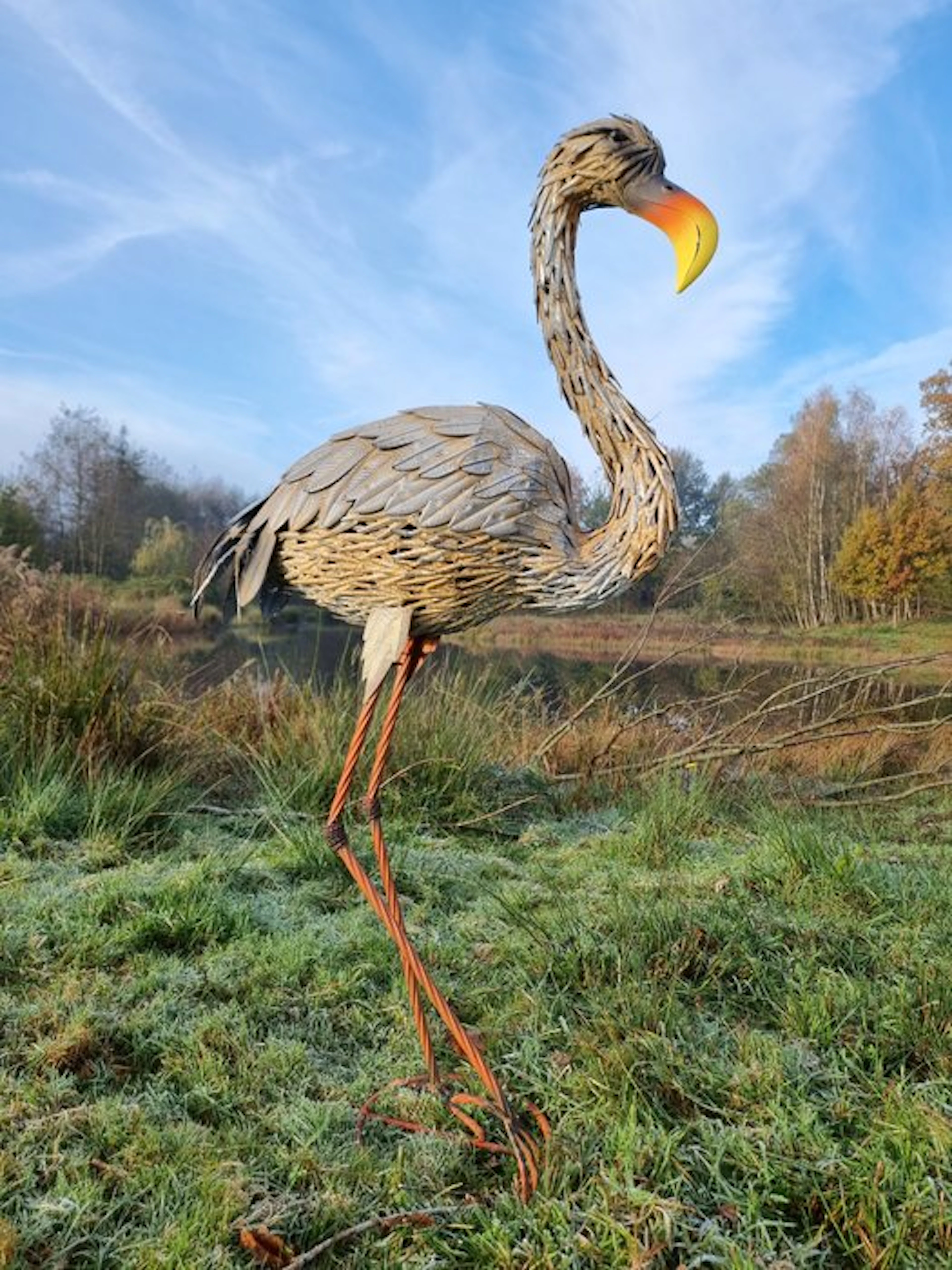 Statue, Lifelike Crane bird - 135 cm - Iron