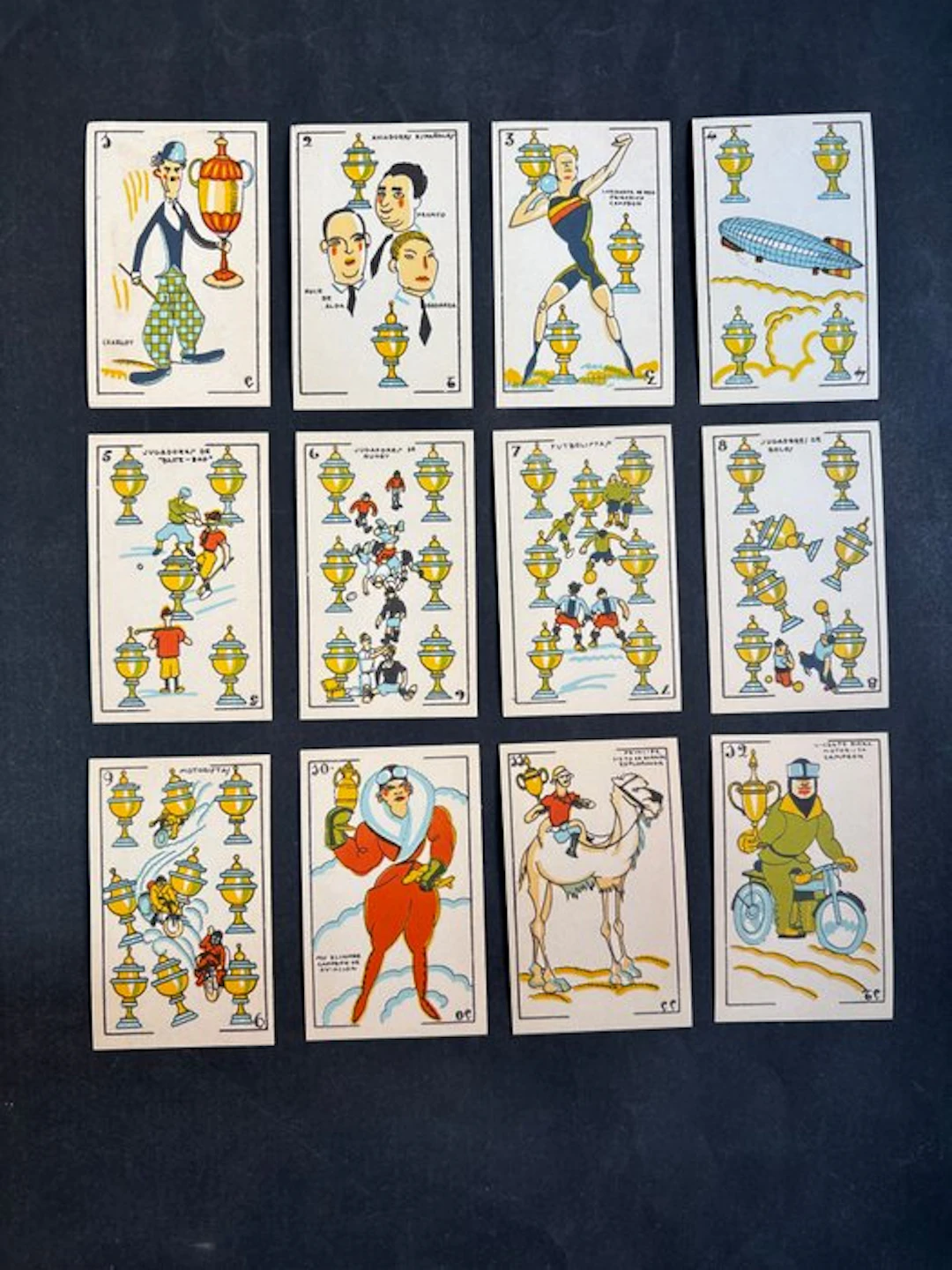 Playing cards - Baraja Cómico Artística Deportiva, c1930 - completa y perfecta