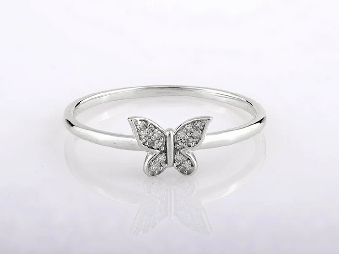No reserve price - Ring - 14 kt. White gold - 0.05ct. tw. Diamond (Natural)