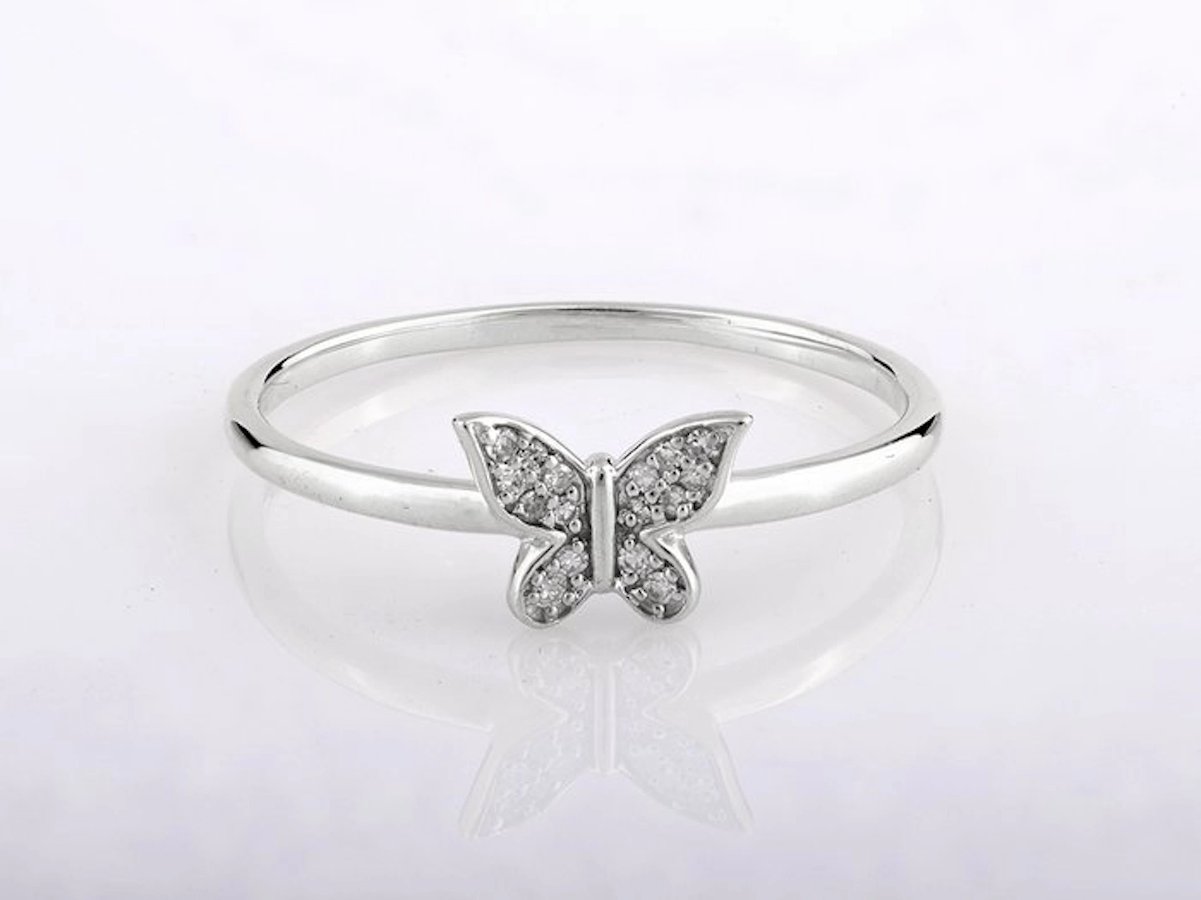 No reserve price - Ring - 14 kt. White gold - 0.05ct. tw. Diamond (Natural)