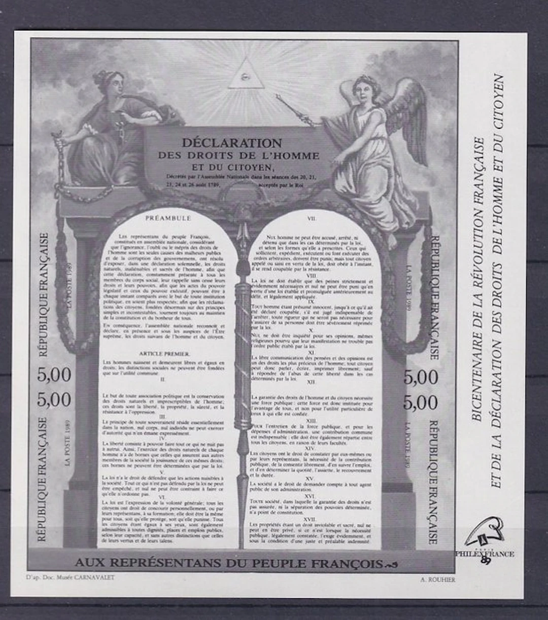 France 1989 - VO La postale, variété non dentelé noir - Yvert bloc n°11b