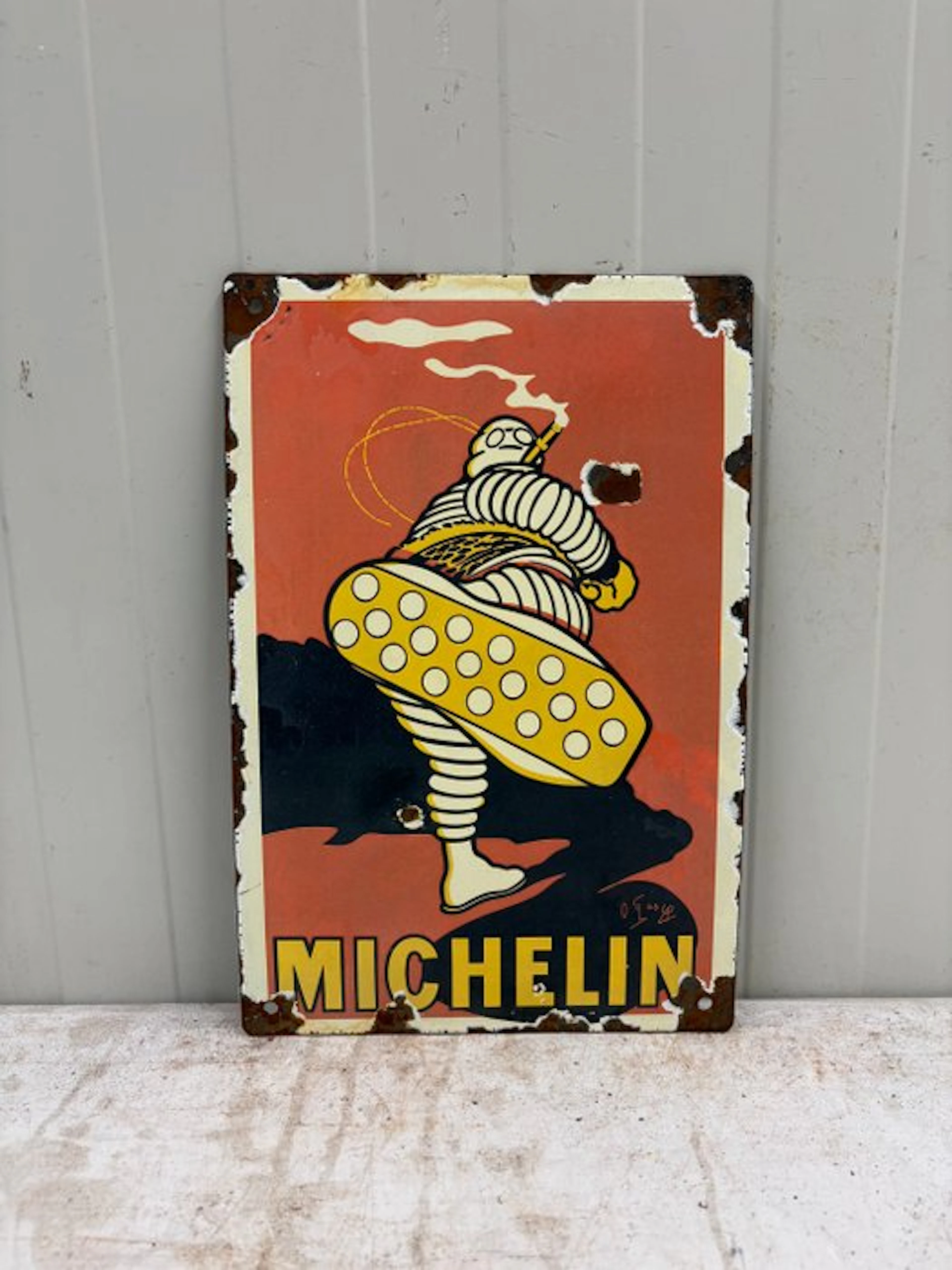 Michelin Bibendum – Klassiek Emaille Reclamebord –...
