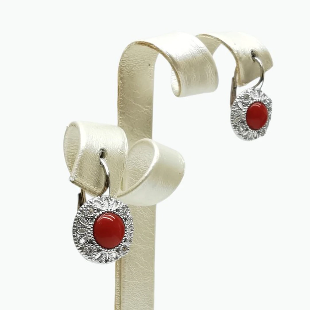 Coral - Silver - Earrings - Italian Craftsmanship