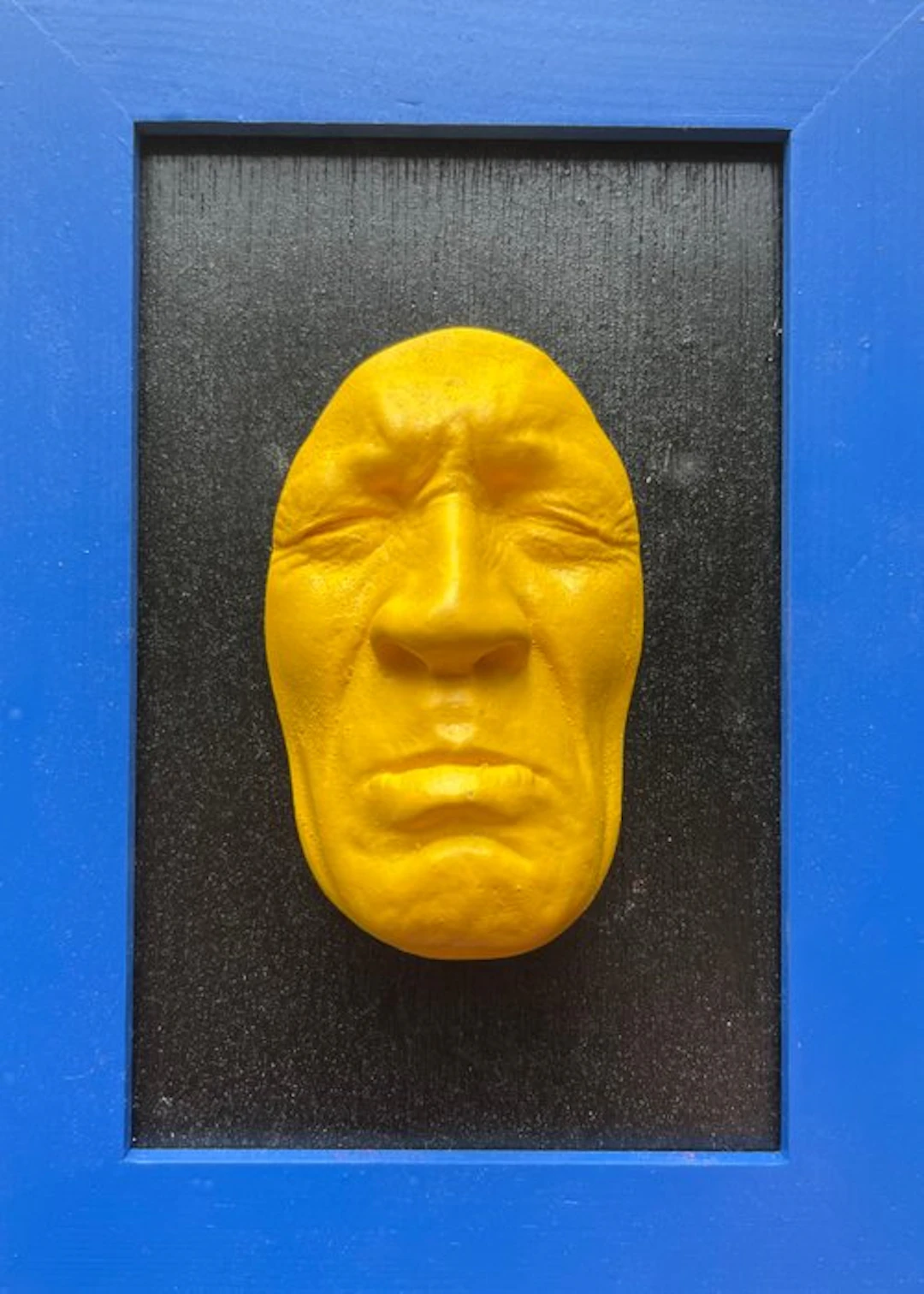 gregos - Yellow sadness on black background-blue frame