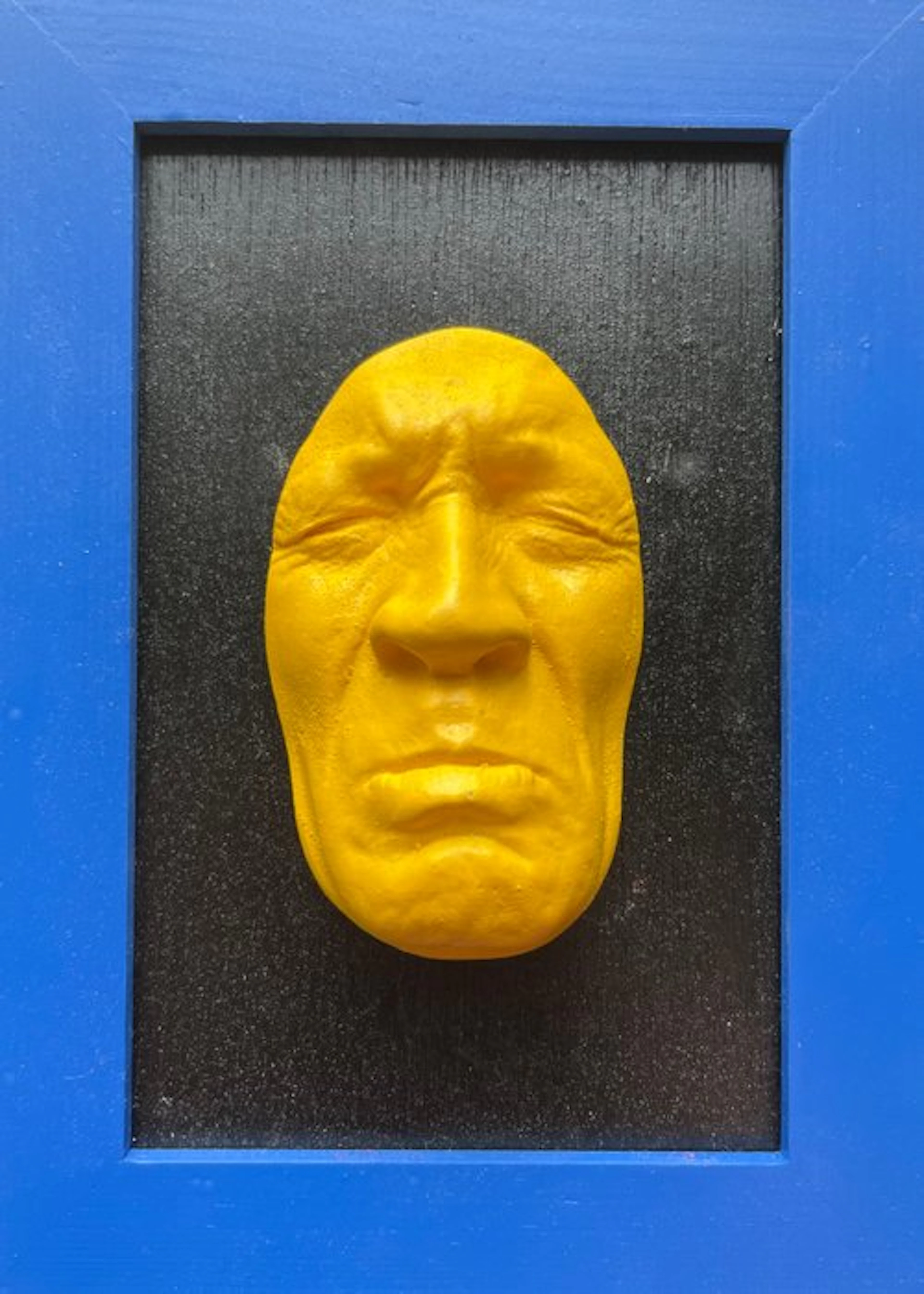 gregos - Yellow sadness on black background-blue frame