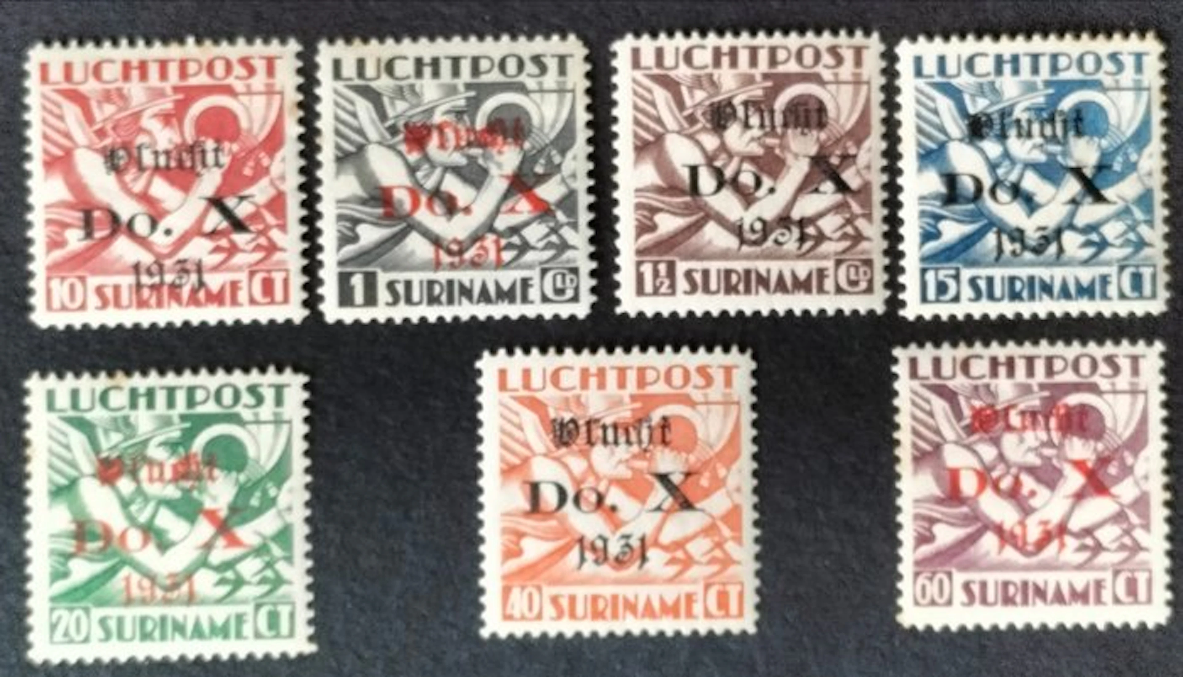 Suriname 1921 - Airmail with overprint flight DO. X. - Nvph 8 - 14