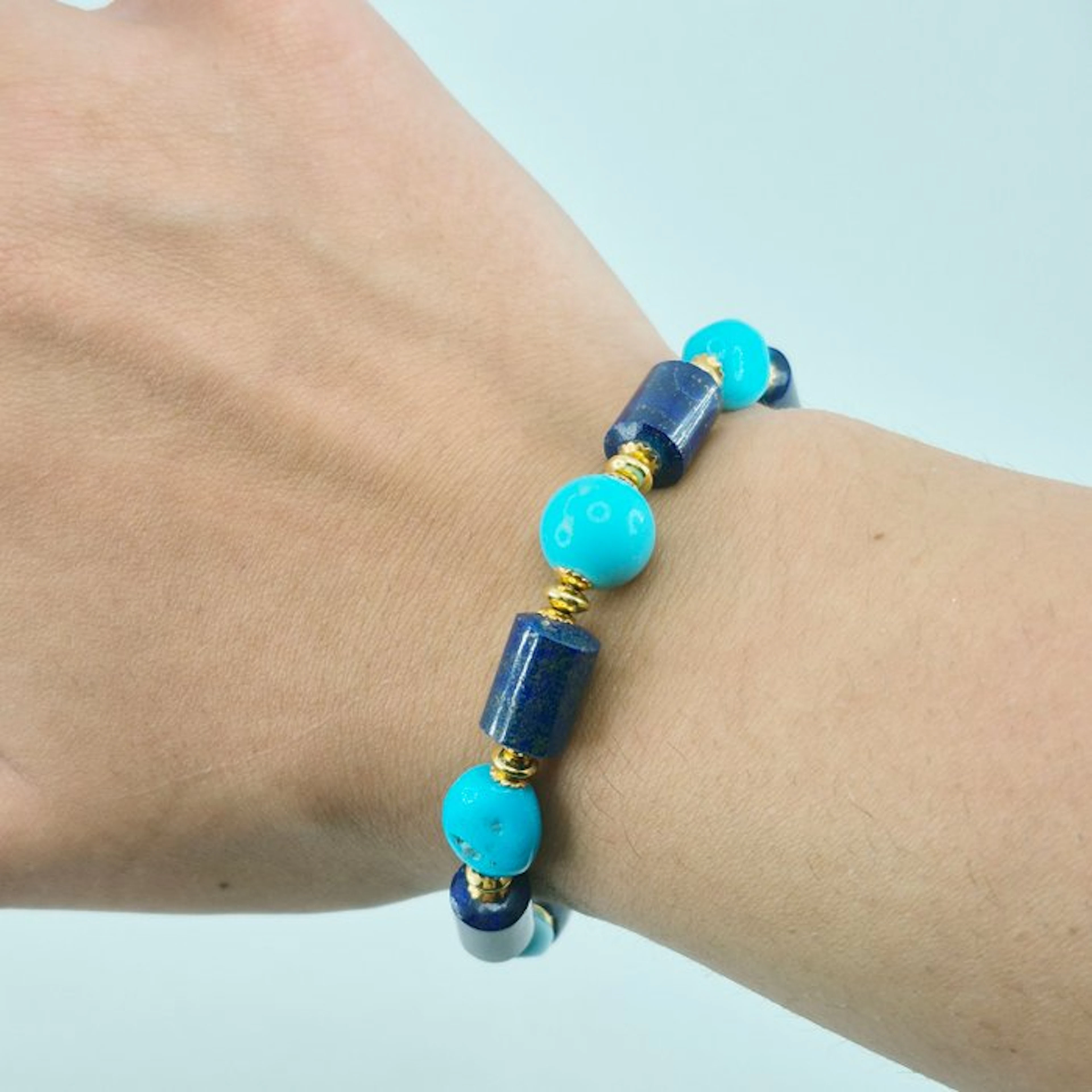 Turquoise - Silver, Gold-plated - Bracelet - Turquoise Arizona