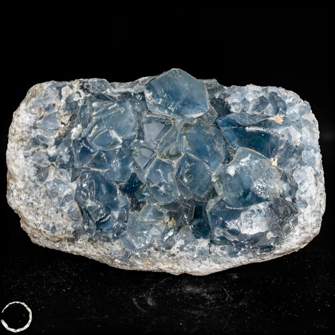 Natural celestite druses from Madagascar – a sky-blue...