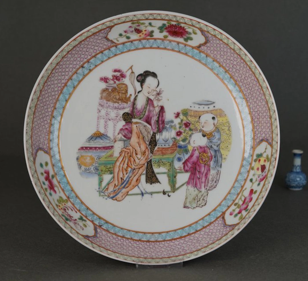 Ruby Back Plate - Plate - Lady seated on Table with Books...