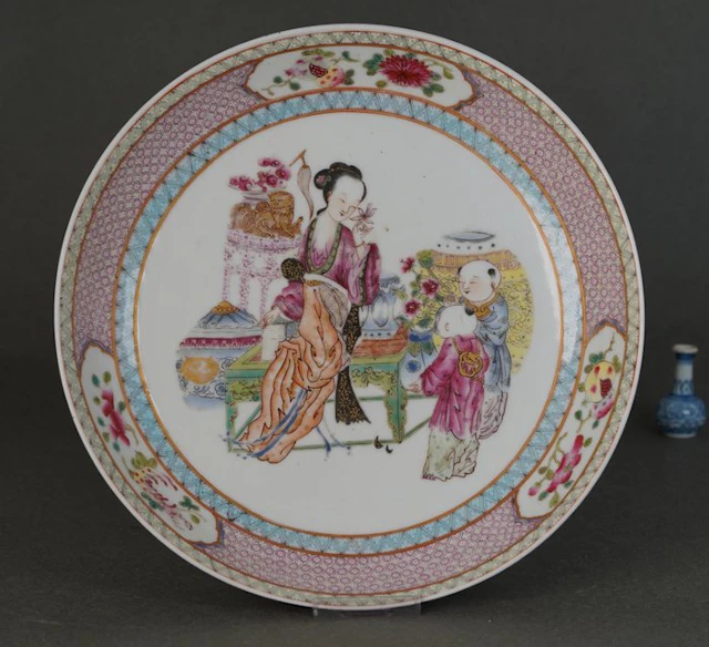 Ruby Back Plate - Plate - Lady seated on Table with Books...