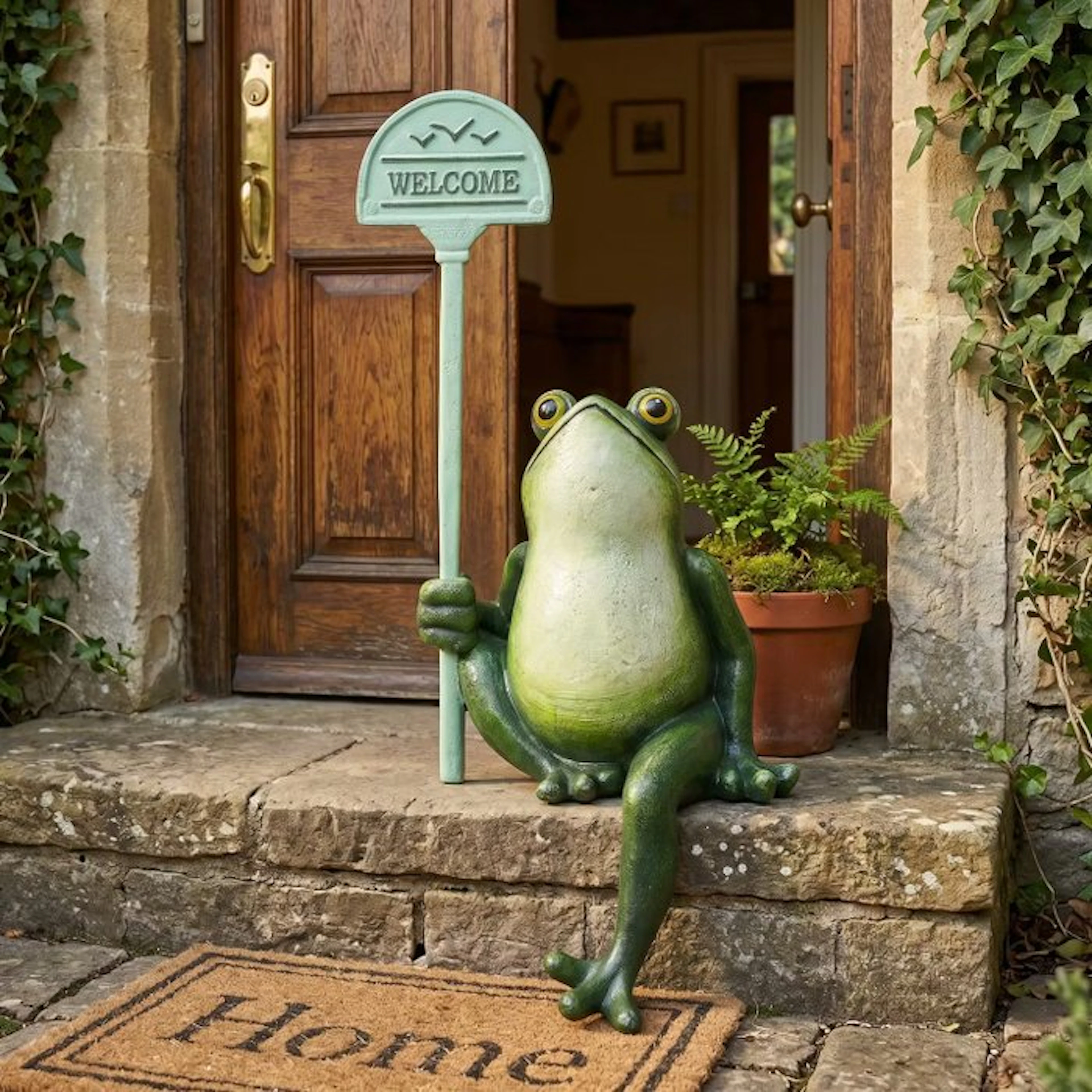 Statue, Welkom kikker 31.5 cm / 4 kg - 31.5 cm - cast iron
