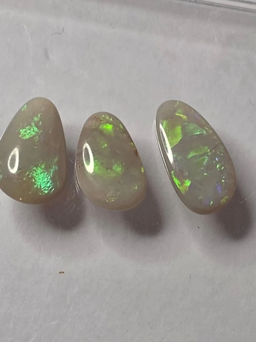 No reserve price - 3 pcs White Opal - 5.92 ct - GEM-TECH Istituto Gemmologico