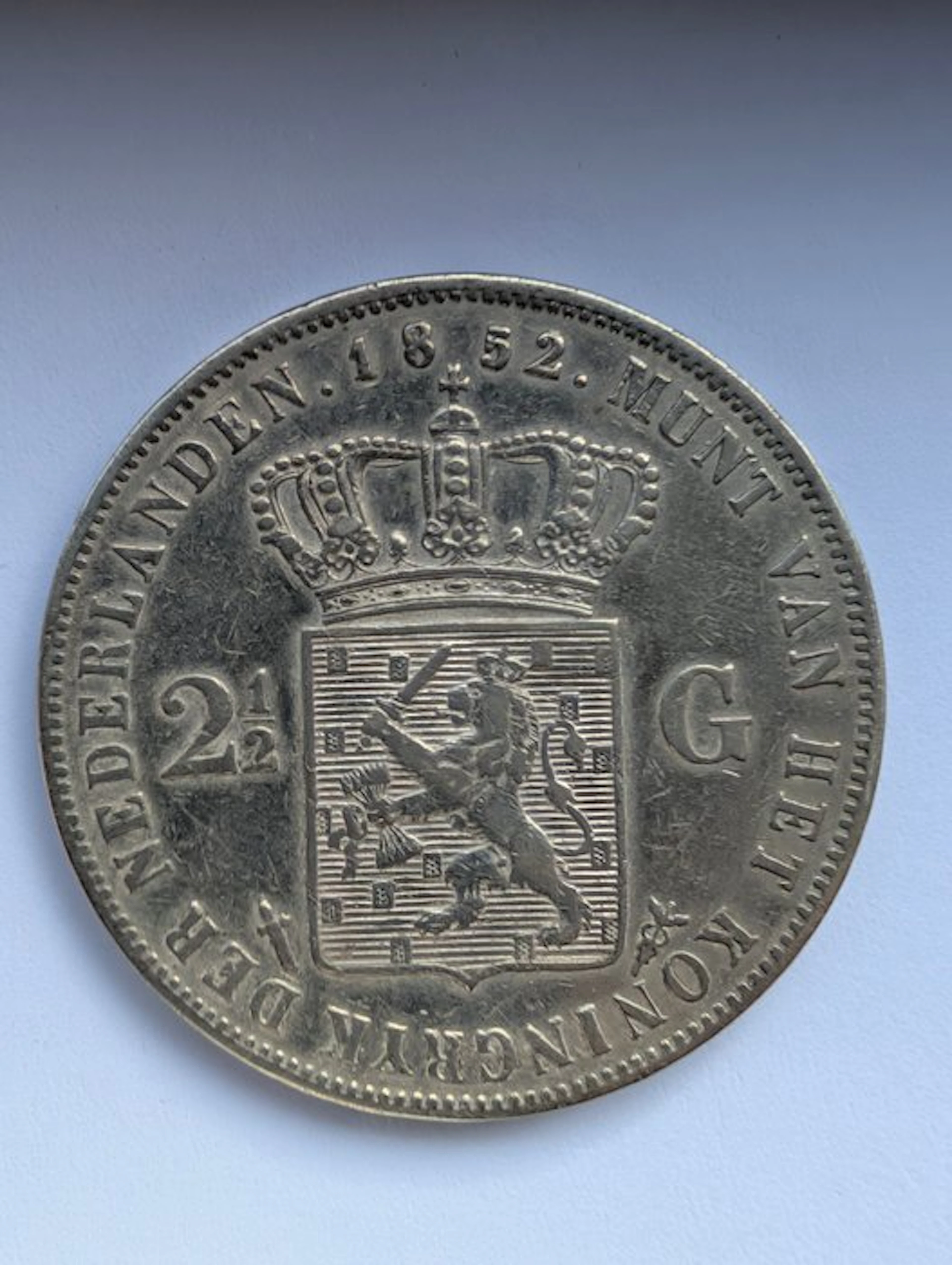 Netherlands. Willem III. 2 1/2 Gulden 1852 (No reserve price)