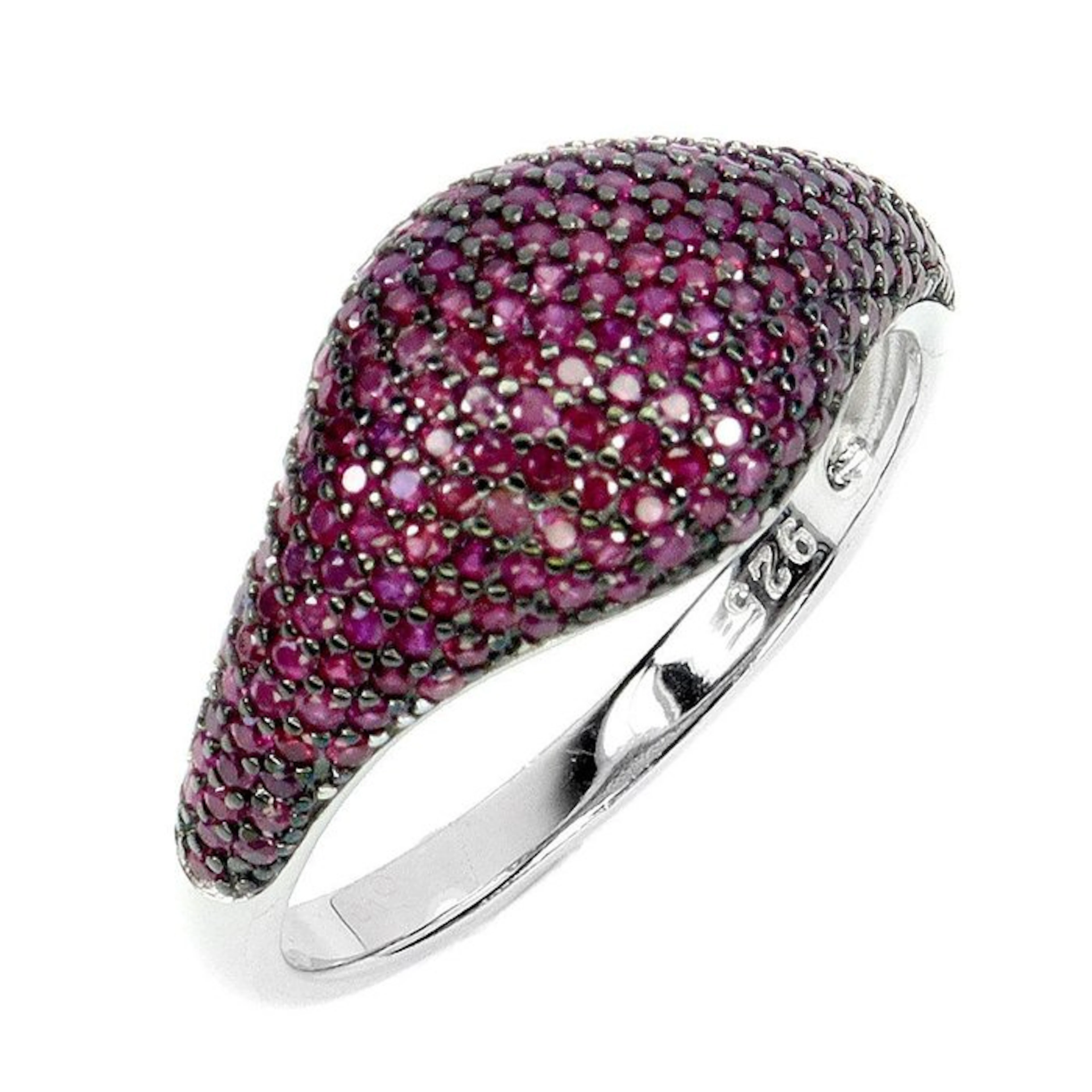 No reserve price - Ring Silver, 14K White Gold plated - Ruby