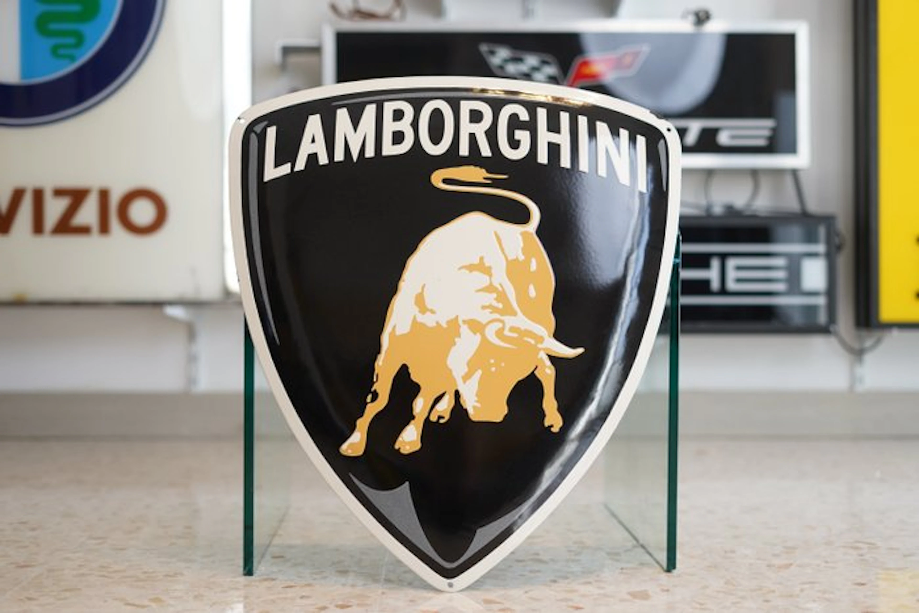 Lamborghini - Lamborghini shield enamel sign - Sign - Metal, Enamel