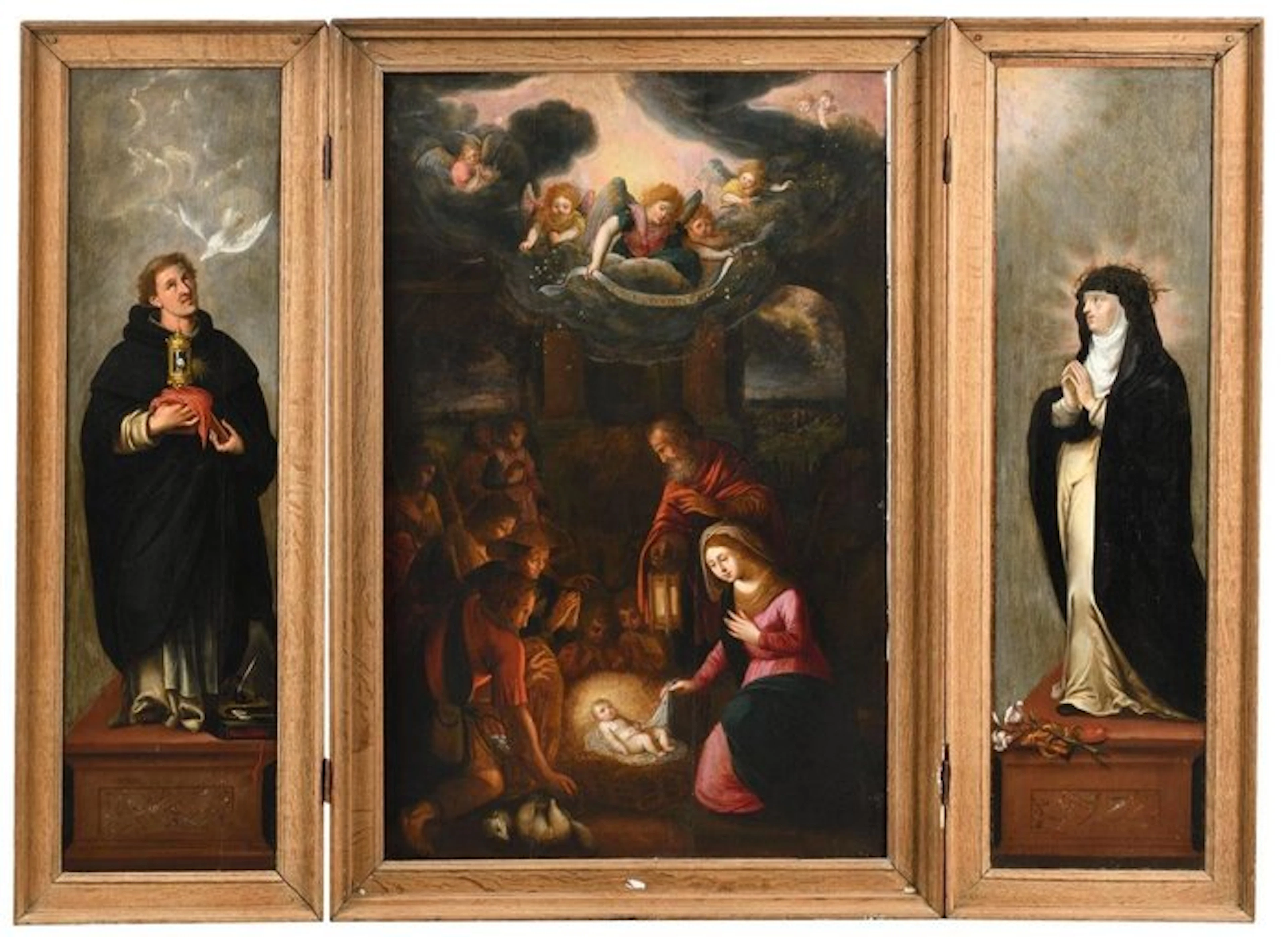 Spanish school (XVII) - Trittico dell'Adorazione - cm 96x145