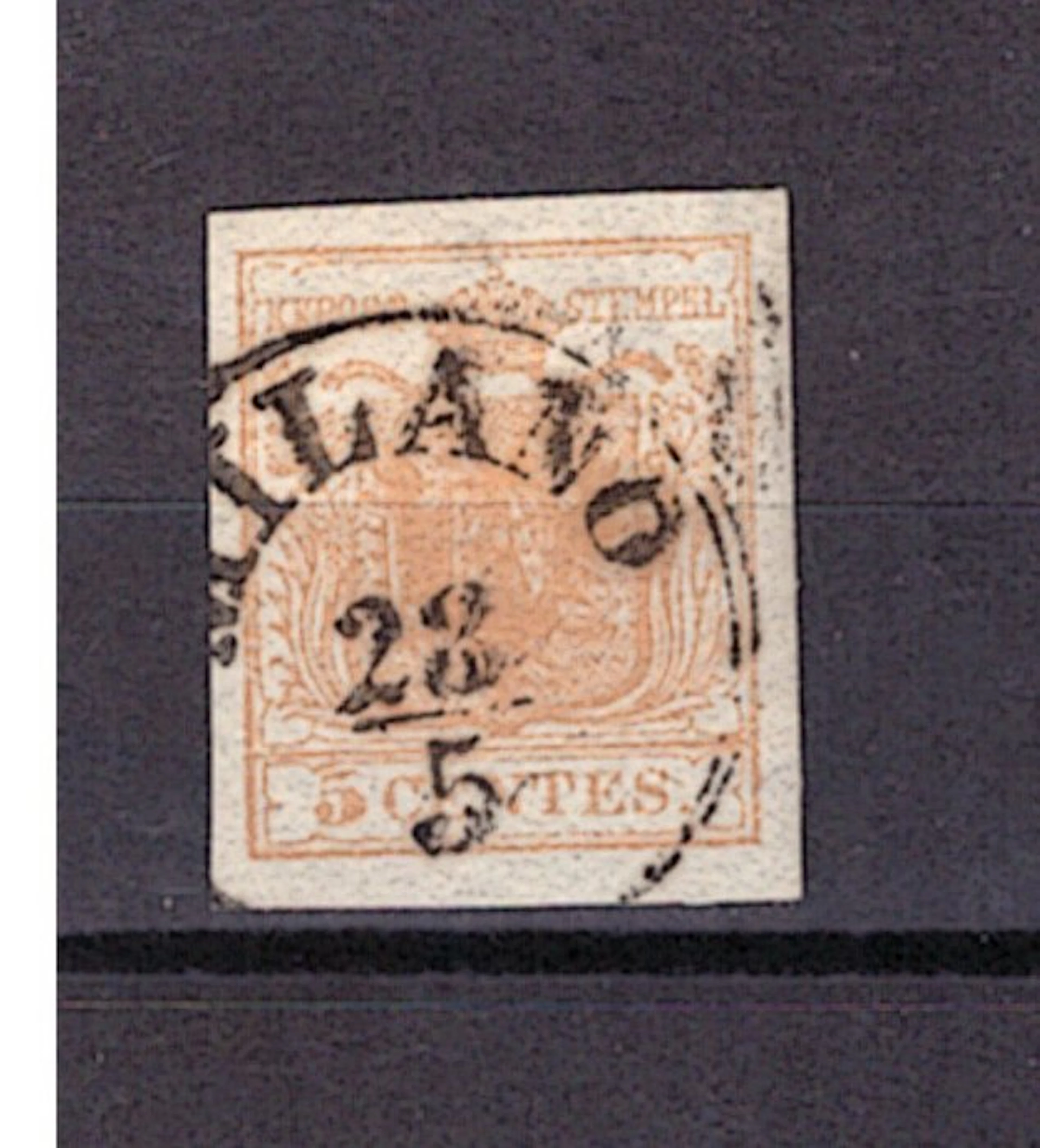Italian Ancient States - Lombardo Veneto 1850 - 5-cent yellow ochre - Sassone N