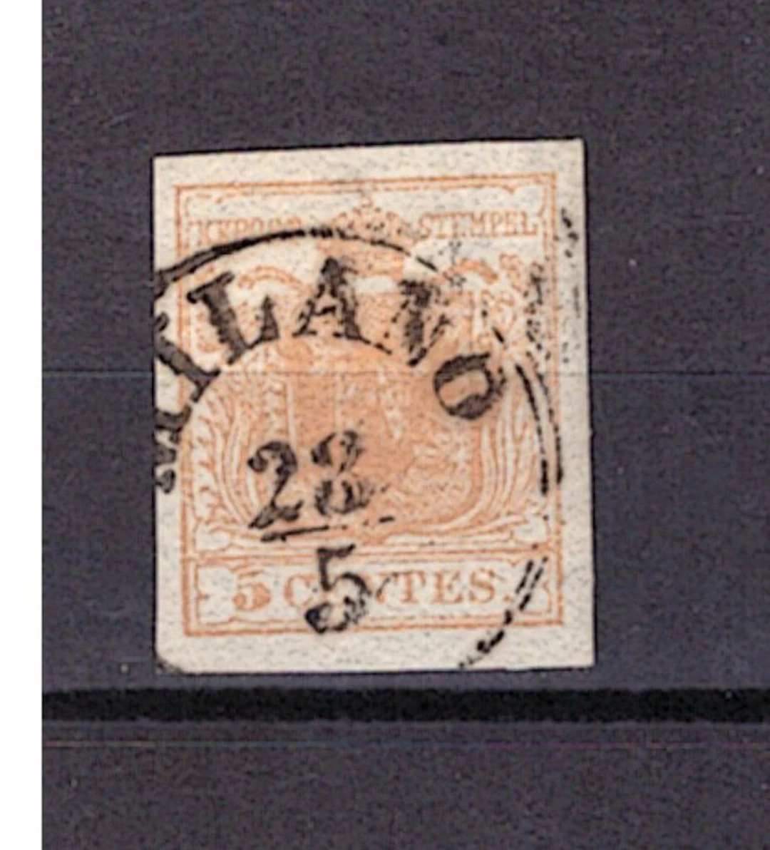 Italian Ancient States - Lombardo Veneto 1850 - 5-cent yellow ochre - Sassone N