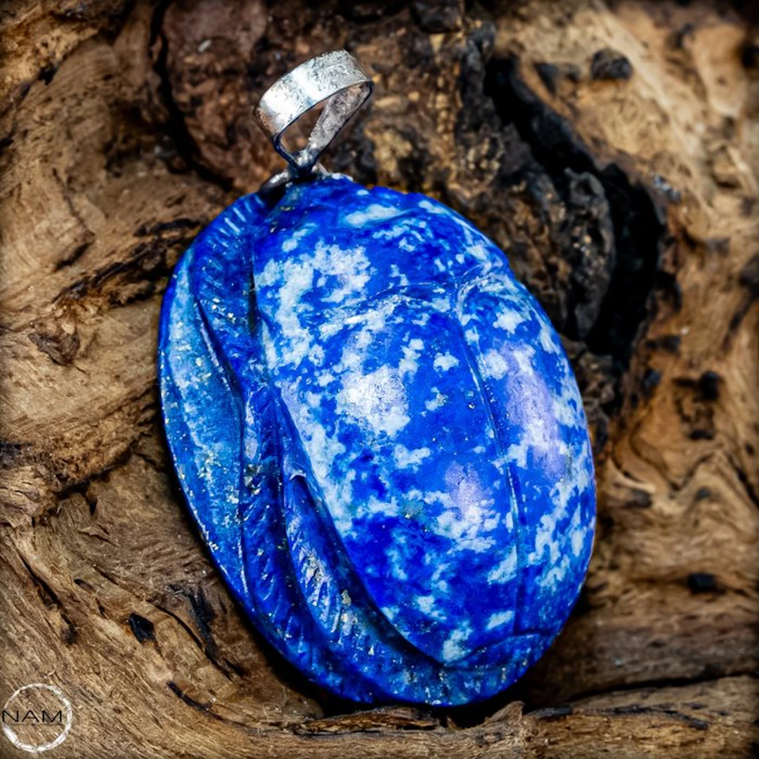 Handgeschnitzter Lapis Lazuli Skarabäus Anhänger –...